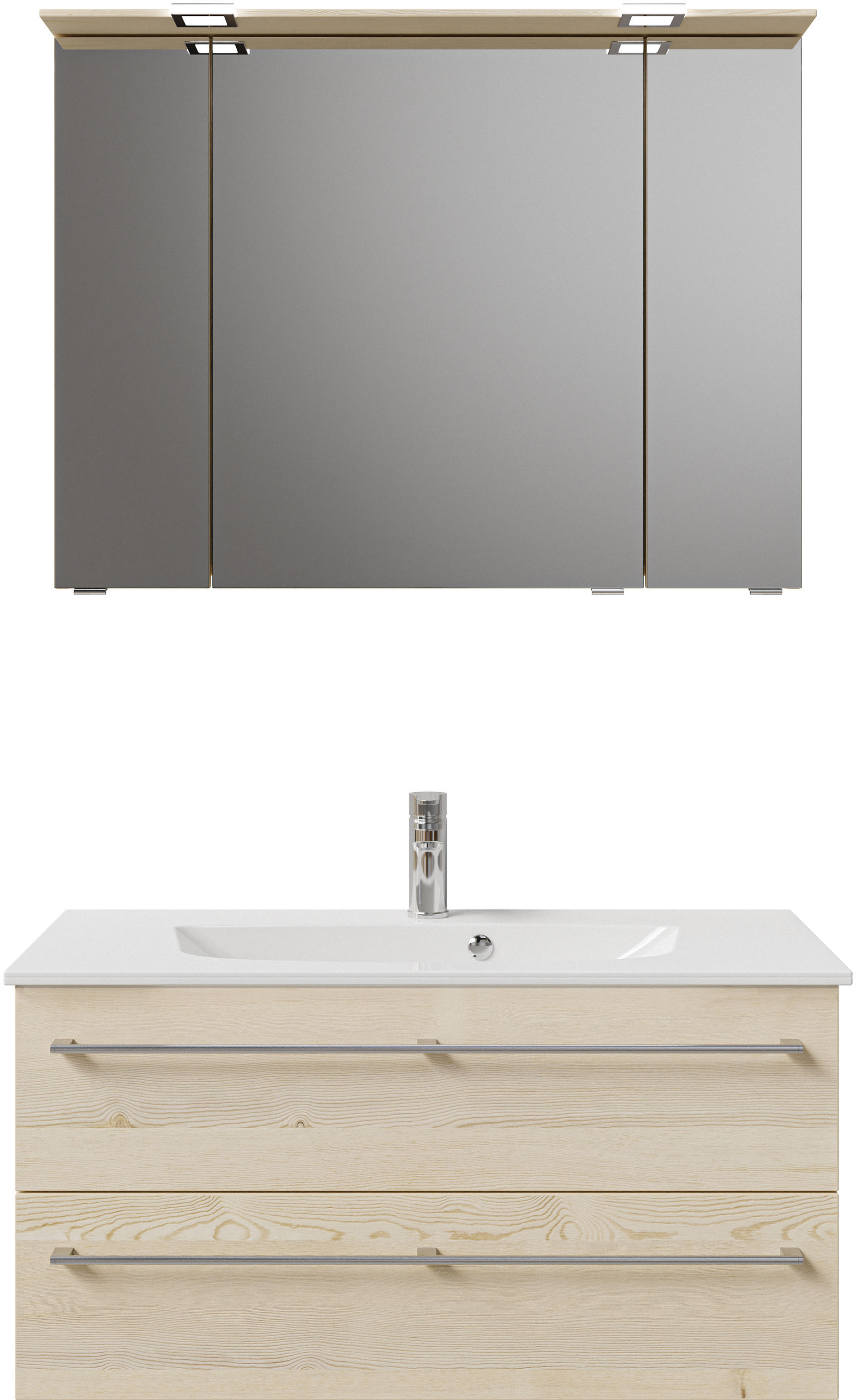 Saphir Badmöbel-Set "Serie 6025 2-teilig Mineralmarmor-Waschtisch mit LED-S günstig online kaufen