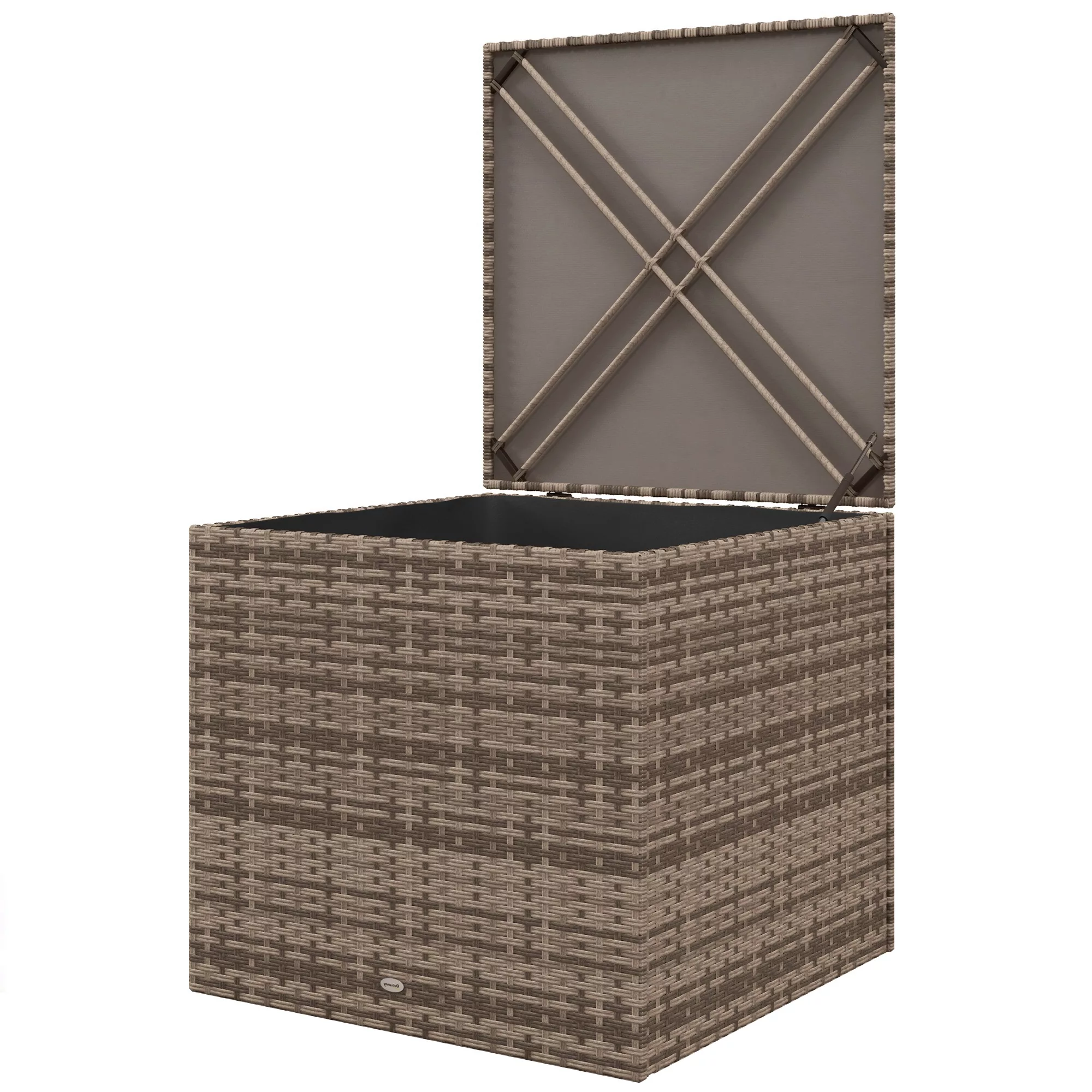 Outsunny Polyrattan Auflagenbox, Kissenbox mit Deckel, Hubautomatik, Wetter günstig online kaufen