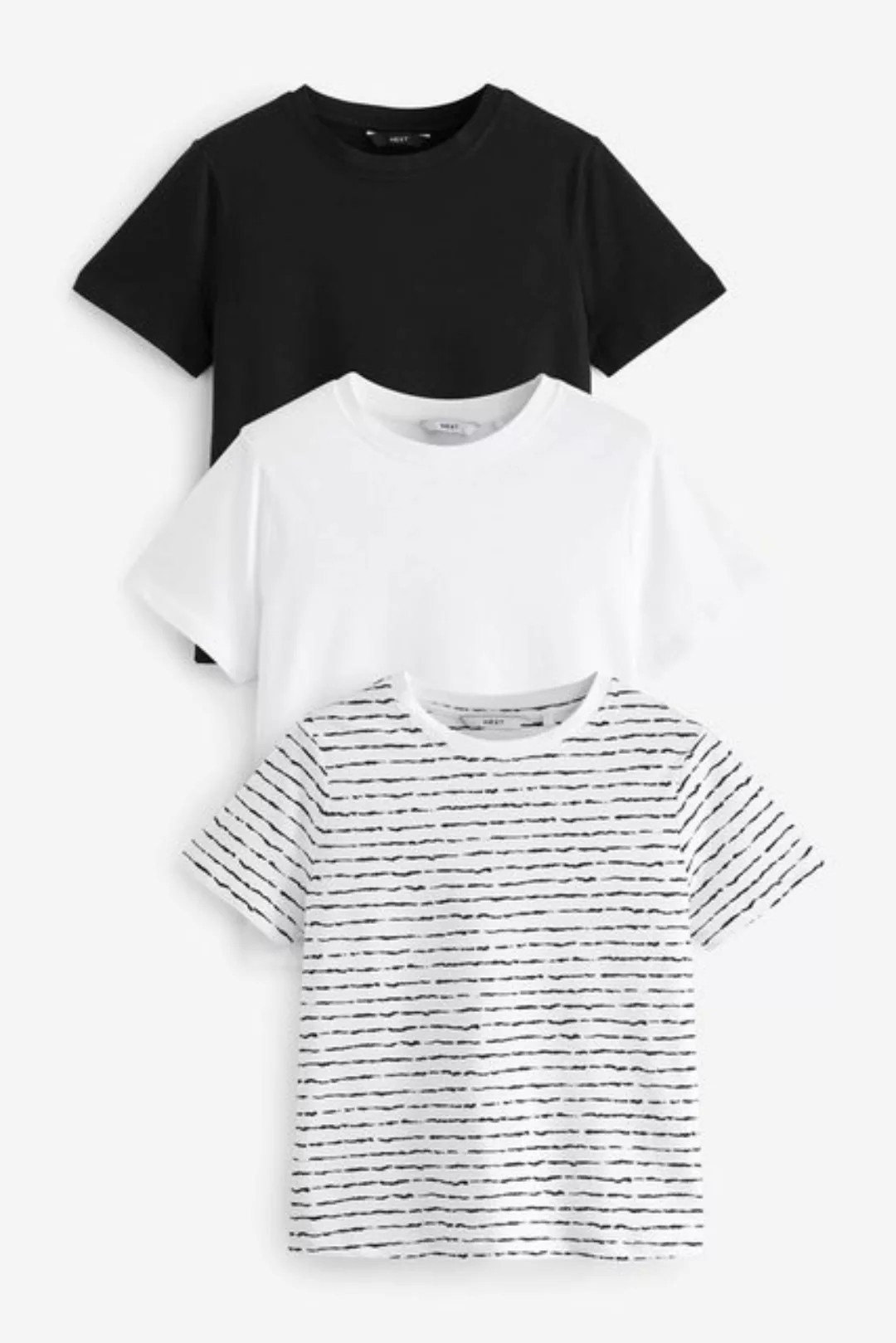 Next T-Shirt Kurzärmelige Rundhals-T-Shirts im 3er-Pack (3-tlg) günstig online kaufen