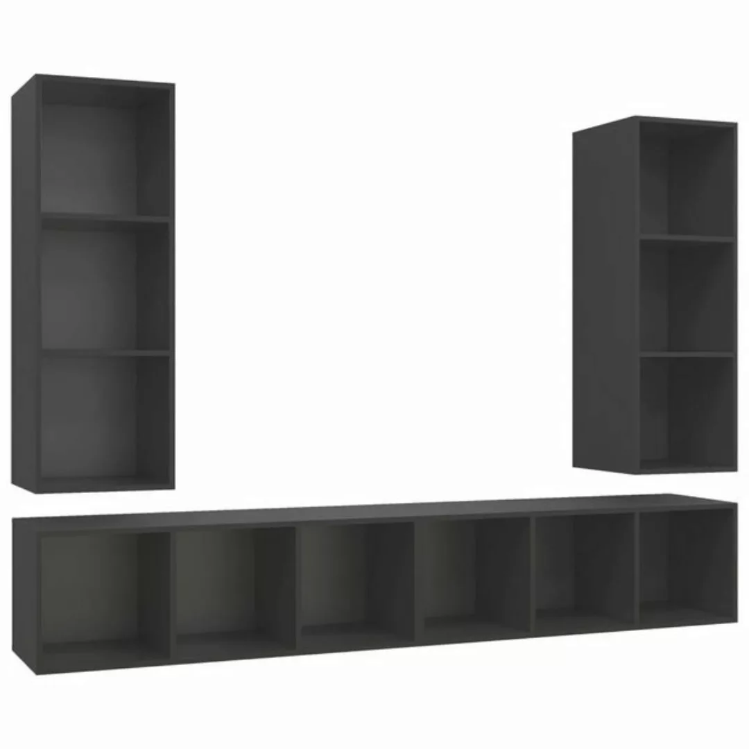 furnicato TV-Schrank TV-Wandschränke 4 Stk. Grau Holzwerkstoff günstig online kaufen