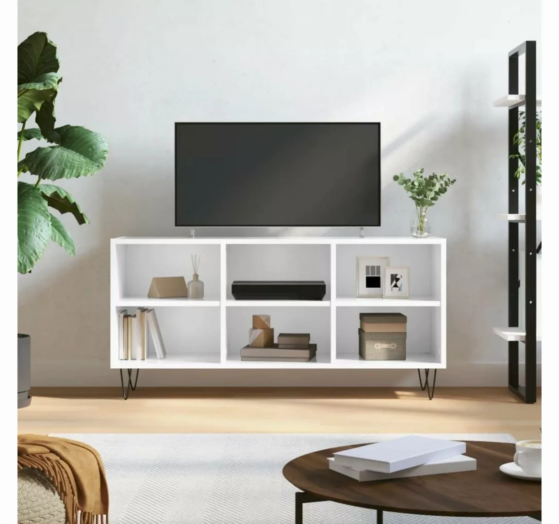 vidaXL TV-Schrank TV-Schrank Hochglanz-Weiß 103,5x30x50 cm Holzwerkstoff günstig online kaufen