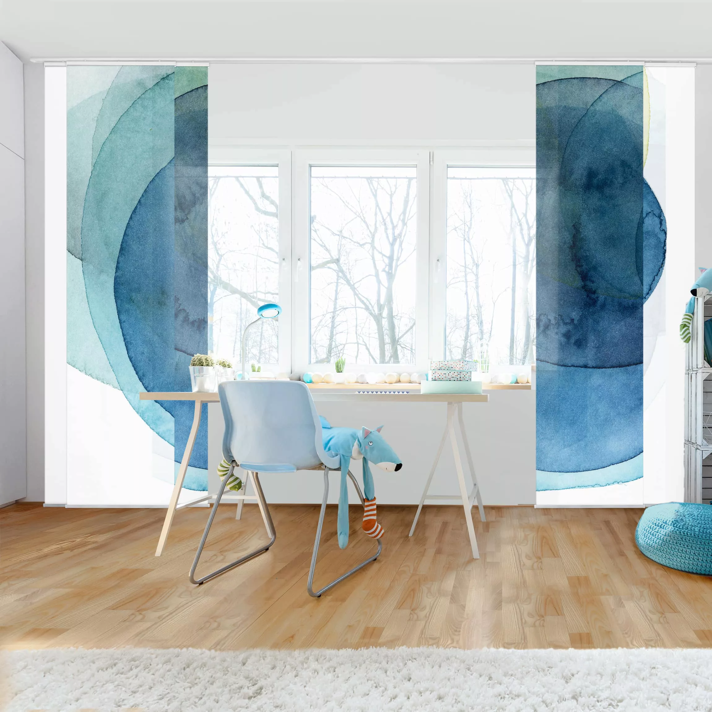 Schiebegardinen Set Abstrakt Urknall - blau günstig online kaufen