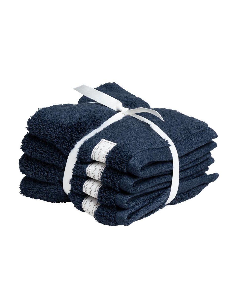 GANT Gästetuch, Organic Premium Towel, 4er Pack - 30x30 cm, Frottee Dunkelb günstig online kaufen