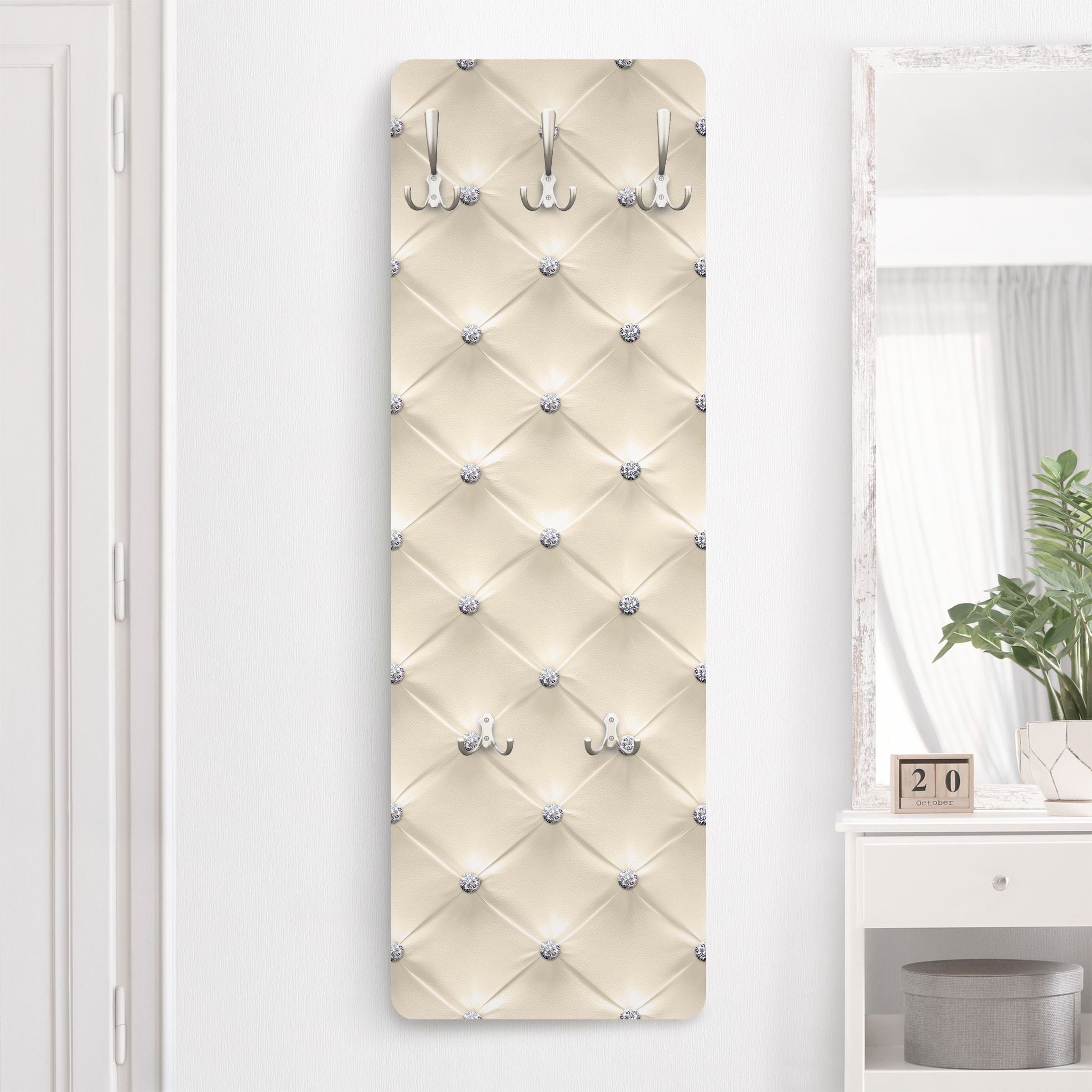 Bilderdepot24 Garderobenpaneel Design Muster Diamant Creme günstig online kaufen