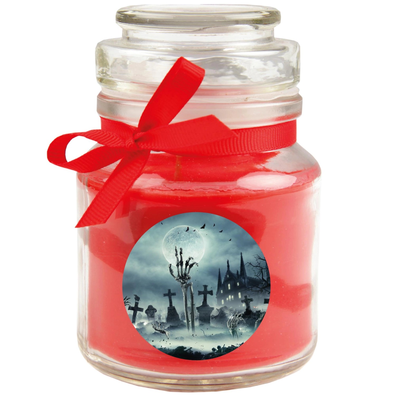 HS Candle Duftkerze & Glas Halloween Rot Bonbon 30h günstig online kaufen