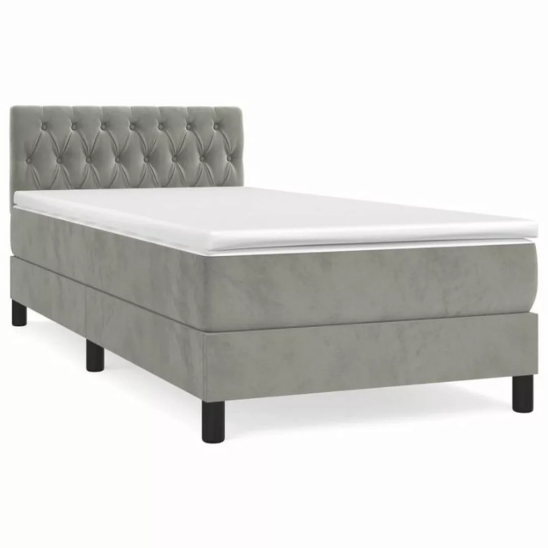 furnicato Bett Boxspringbett mit Matratze Hellgrau 90x190 cm Samt günstig online kaufen