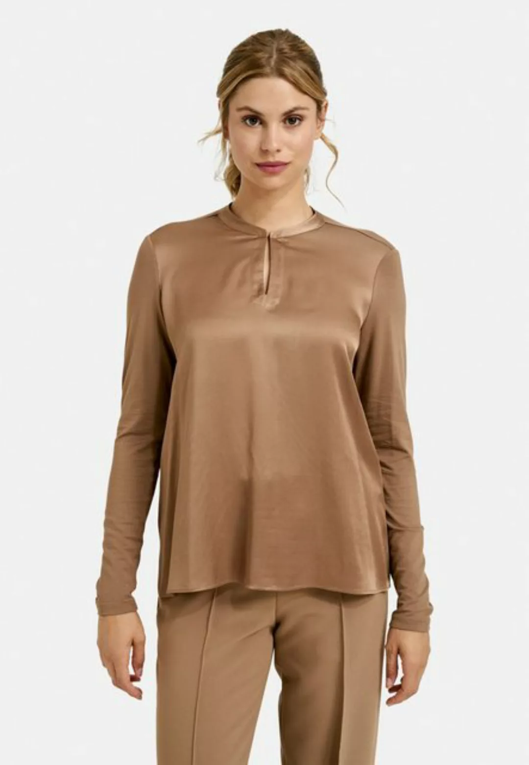 Milano Italy Shirtbluse LONGSLEEVE WITH ROUNDNECK AND SLIT günstig online kaufen