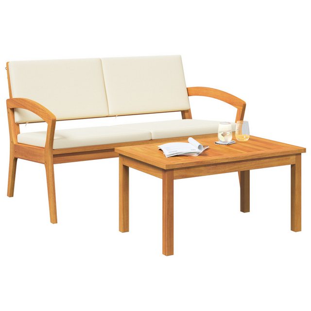 vidaXL Loungesofa Creme Weiß nholz Mittel Stabil Gartenbank Rechteckig, 1 T günstig online kaufen