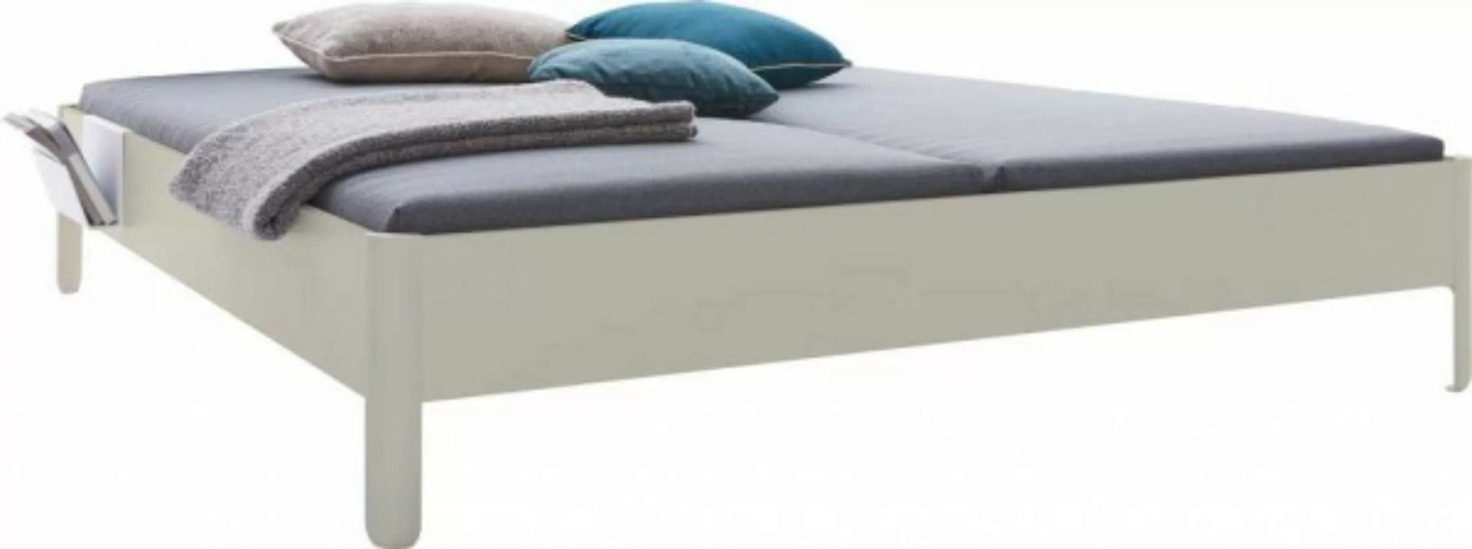 NAIT Doppelbett farbig lackiert Kieselgrau 140 x 210cm Ohne Kopfteil günstig online kaufen