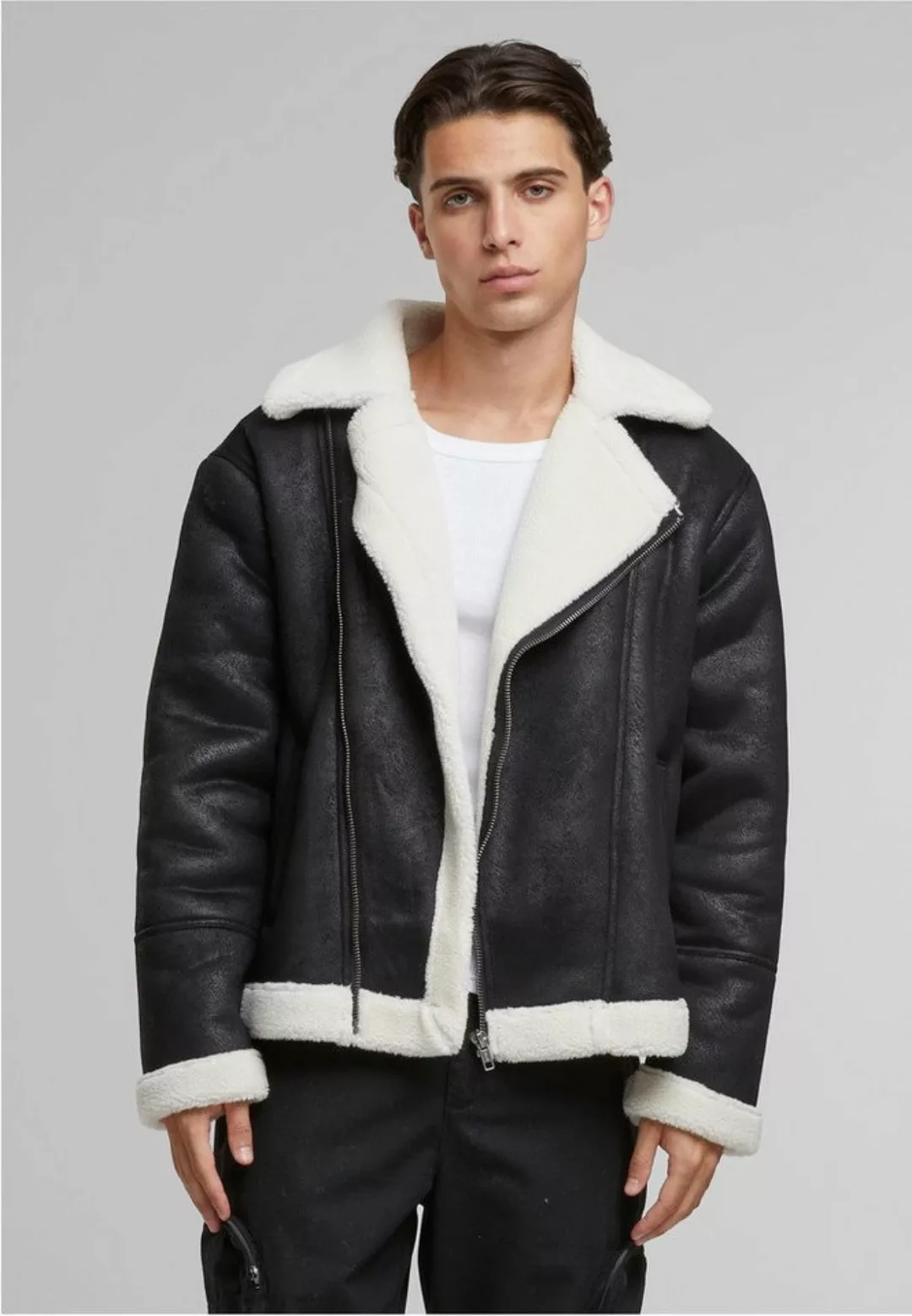 URBAN CLASSICS Lederjacke Shearling Biker Jacket günstig online kaufen