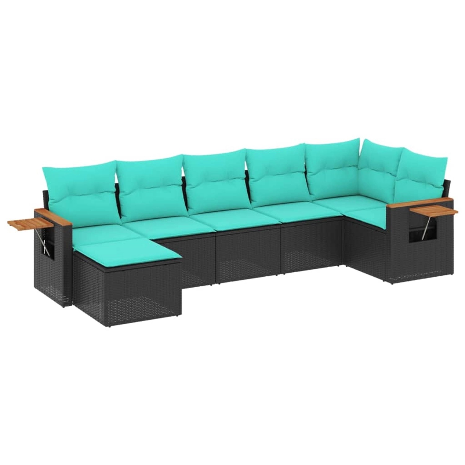 vidaXL 7-Tlg Garten-Sofagarnitur mit Kissen Schwarz Poly Rattan 3227030 günstig online kaufen