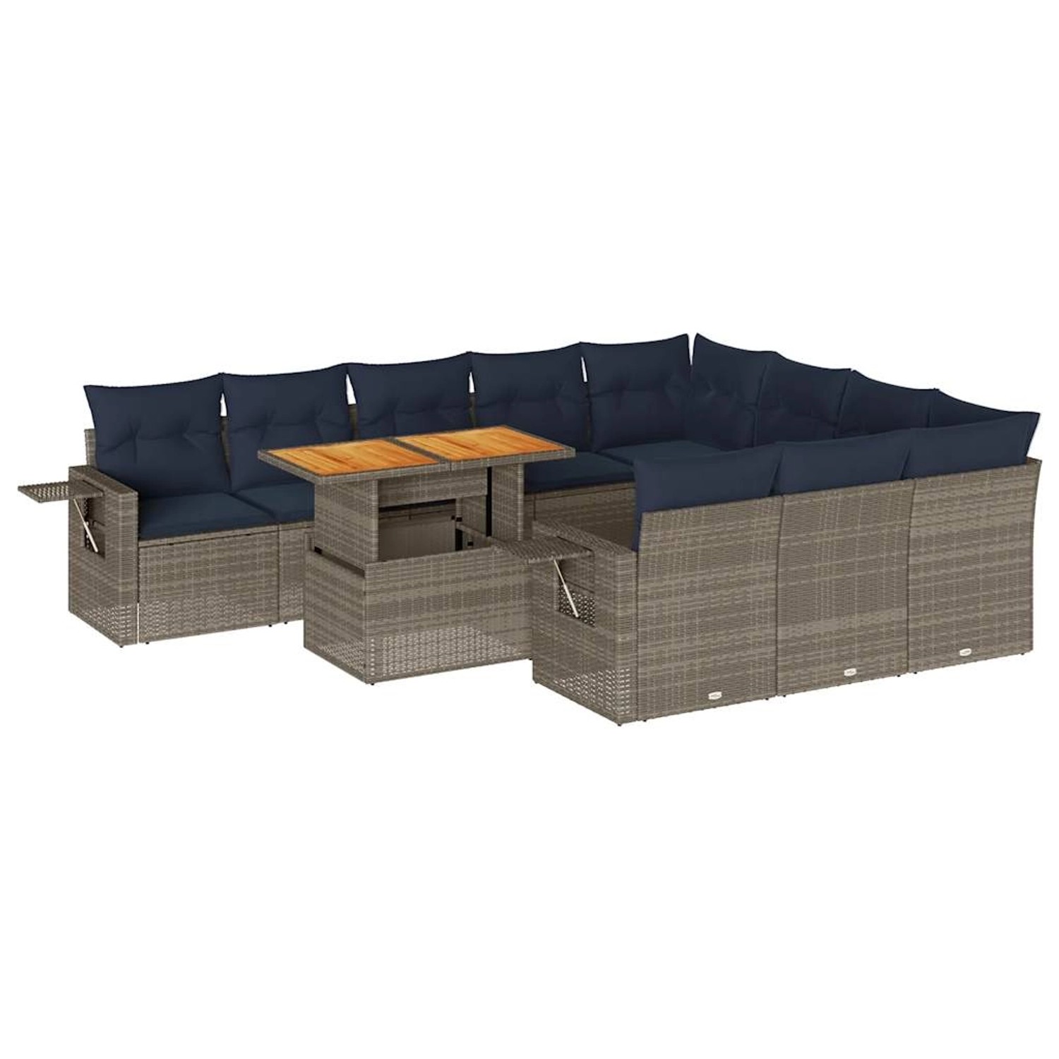 vidaXL 11-Tlg Garten-Sofagarnitur mit Kissen Grau Poly Rattan 3327204 günstig online kaufen