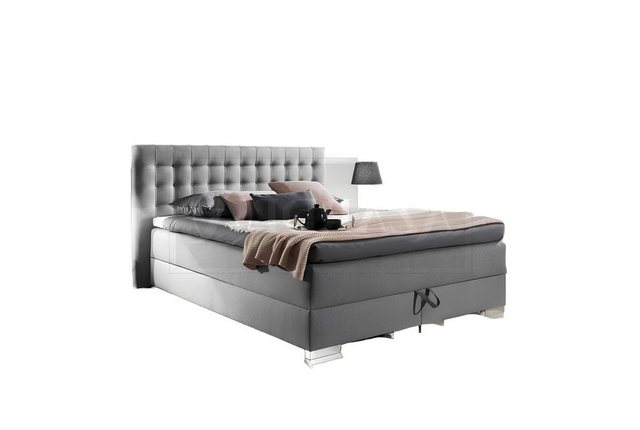 Xlmoebel Bett Neues Schlafzimmerbett in Grau mit Boxspringbett (1-tlg., Bet günstig online kaufen