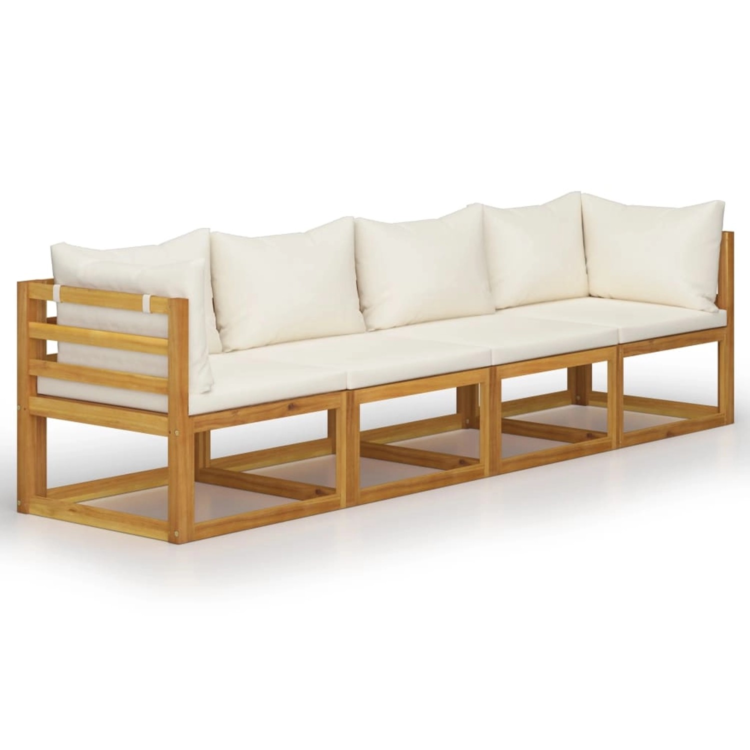 4-sitzer-gartensofa Mit Auflagen Creme Akazie Massivholz günstig online kaufen