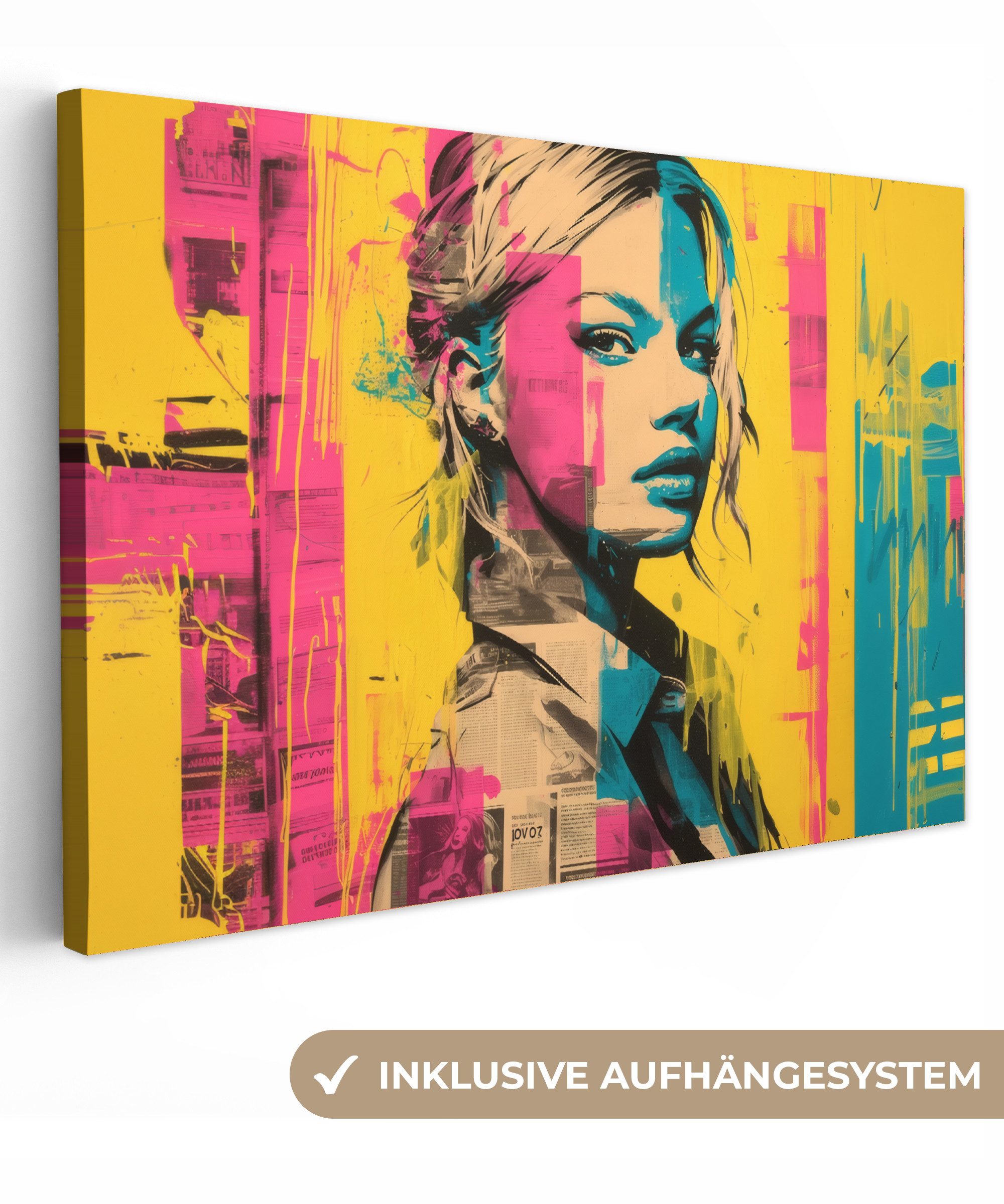 OneMillionCanvasses® Leinwandbild Frau - Malstreifen - günstig online kaufen