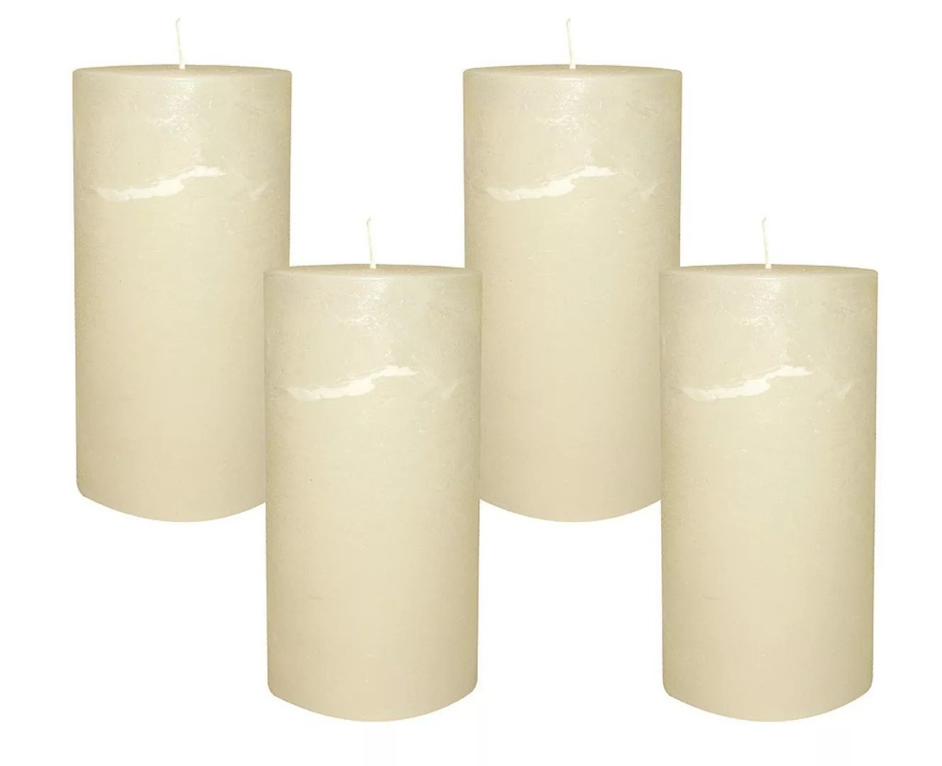 4 Rustic Stumpenkerzen Premium Kerze Creme Weiß 7x15cm - 65 Std Brenndauer günstig online kaufen