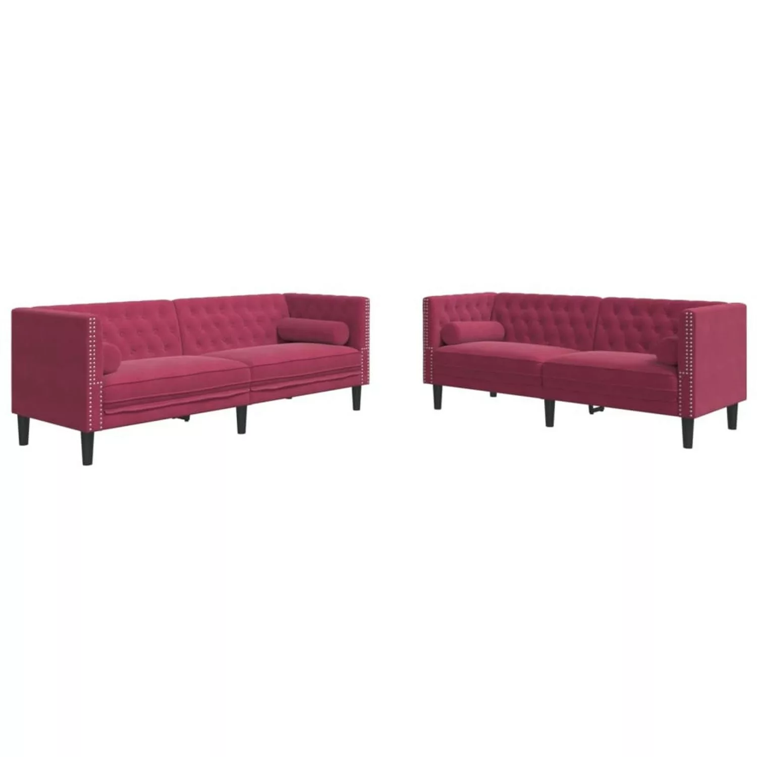 vidaXL 2-Tlg Chesterfield-Sofa-Set mit Nackenrollen Rot Samt 2162813 günstig online kaufen