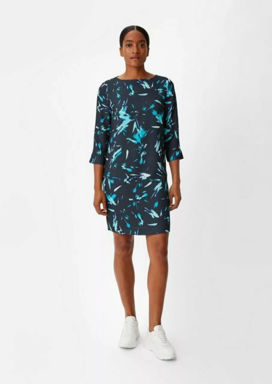 Comma Minikleid Crêpe-Kleid mit 3/4-Ärmeln Ziernaht günstig online kaufen