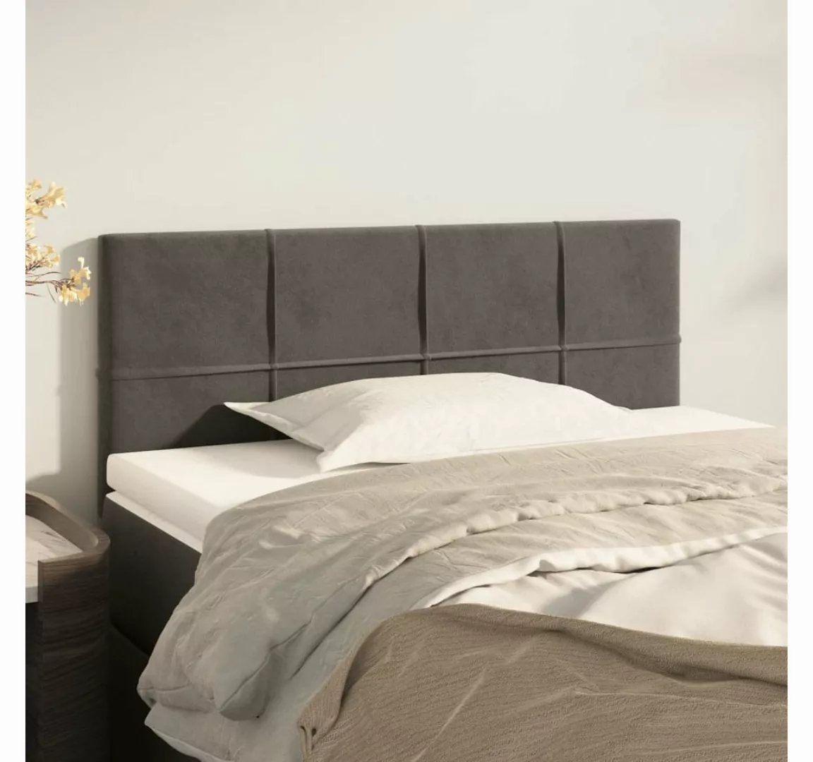 vidaXL Bett, Kopfteil Dunkelgrau 90x5x78/88 cm Samt günstig online kaufen