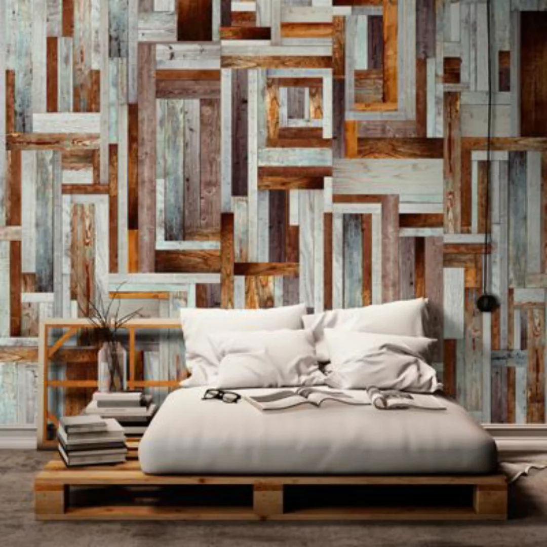 artgeist Fototapete Labyrinth of wooden planks weiß-kombi Gr. 50 x 1000 günstig online kaufen
