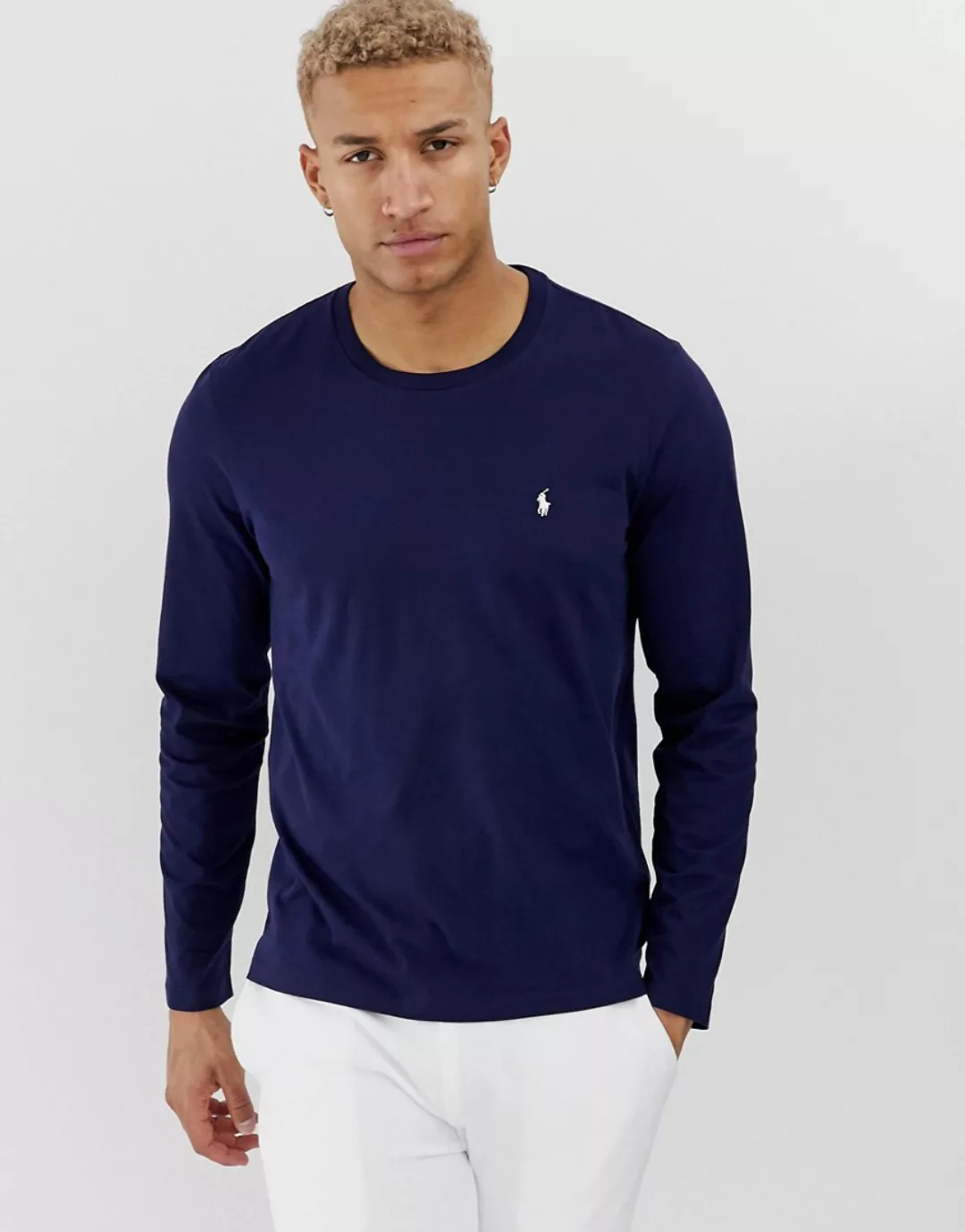 Polo Ralph Lauren – Langärmliges Oberteil aus weicher Baumwolle in Marinebl günstig online kaufen