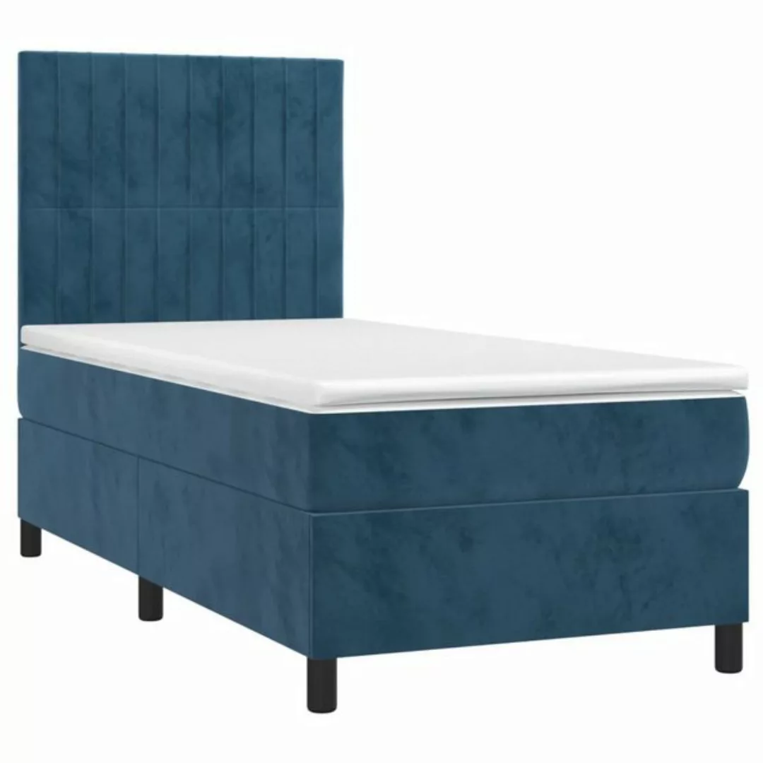 vidaXL Bett Boxspringbett mit Matratze Dunkelblau 80x200 cm Samt günstig online kaufen