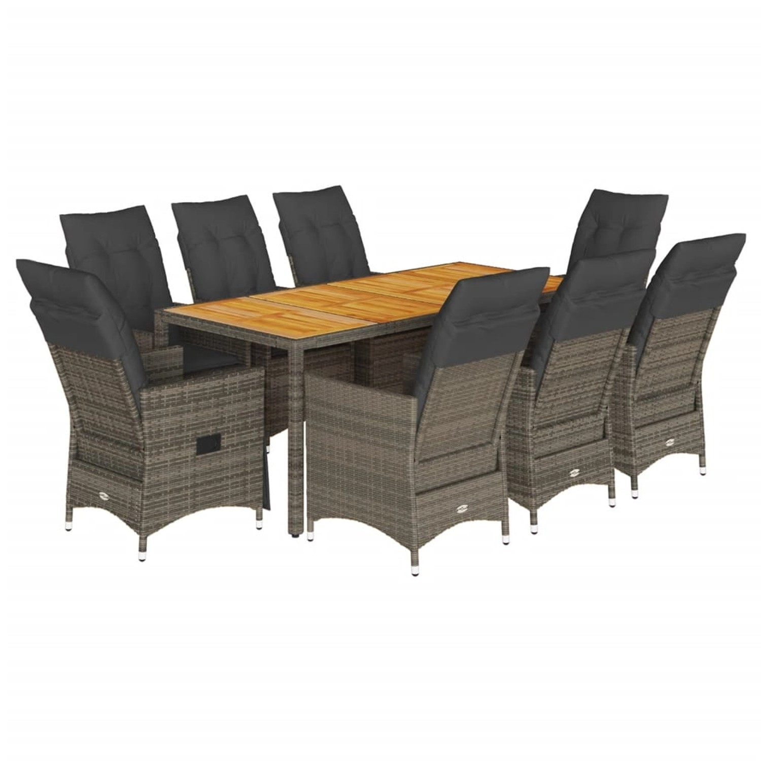 vidaXL 9-Tlg Garten-Essgruppe mit Kissen Grau Poly Rattan 3276731 günstig online kaufen