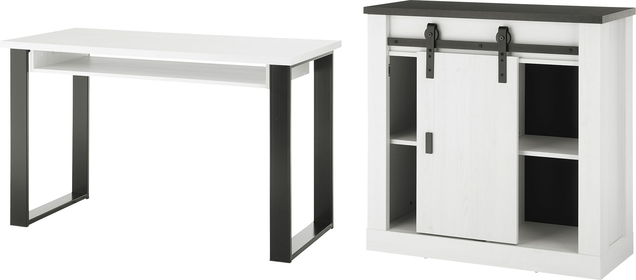 Home affaire Schrank-Set "SHERWOOD", (2 St.), Büromöbel Set mit Scheunentor günstig online kaufen