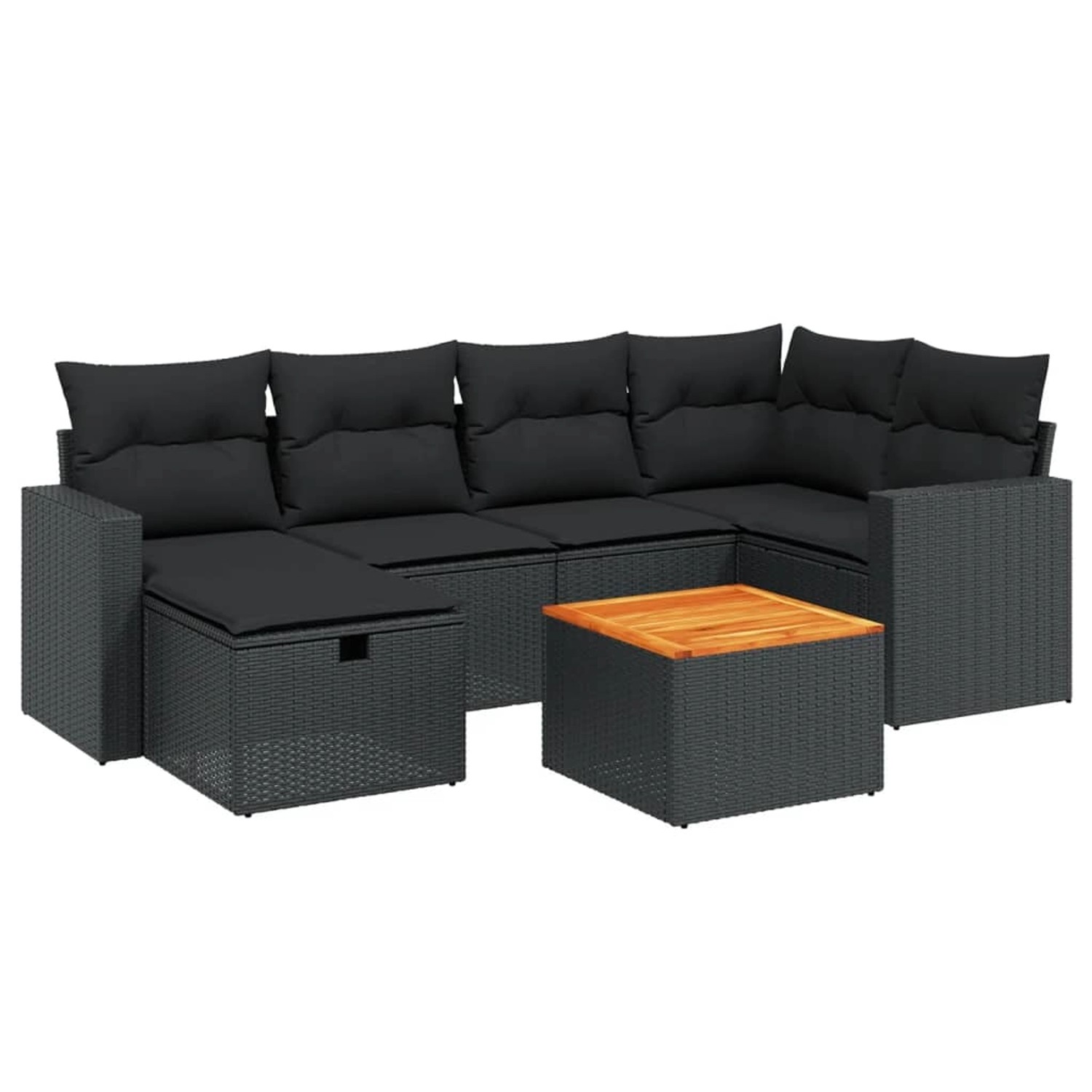 vidaXL 7-tlg Garten-Sofagarnitur mit Kissen Schwarz Poly Rattan Modell 207 günstig online kaufen