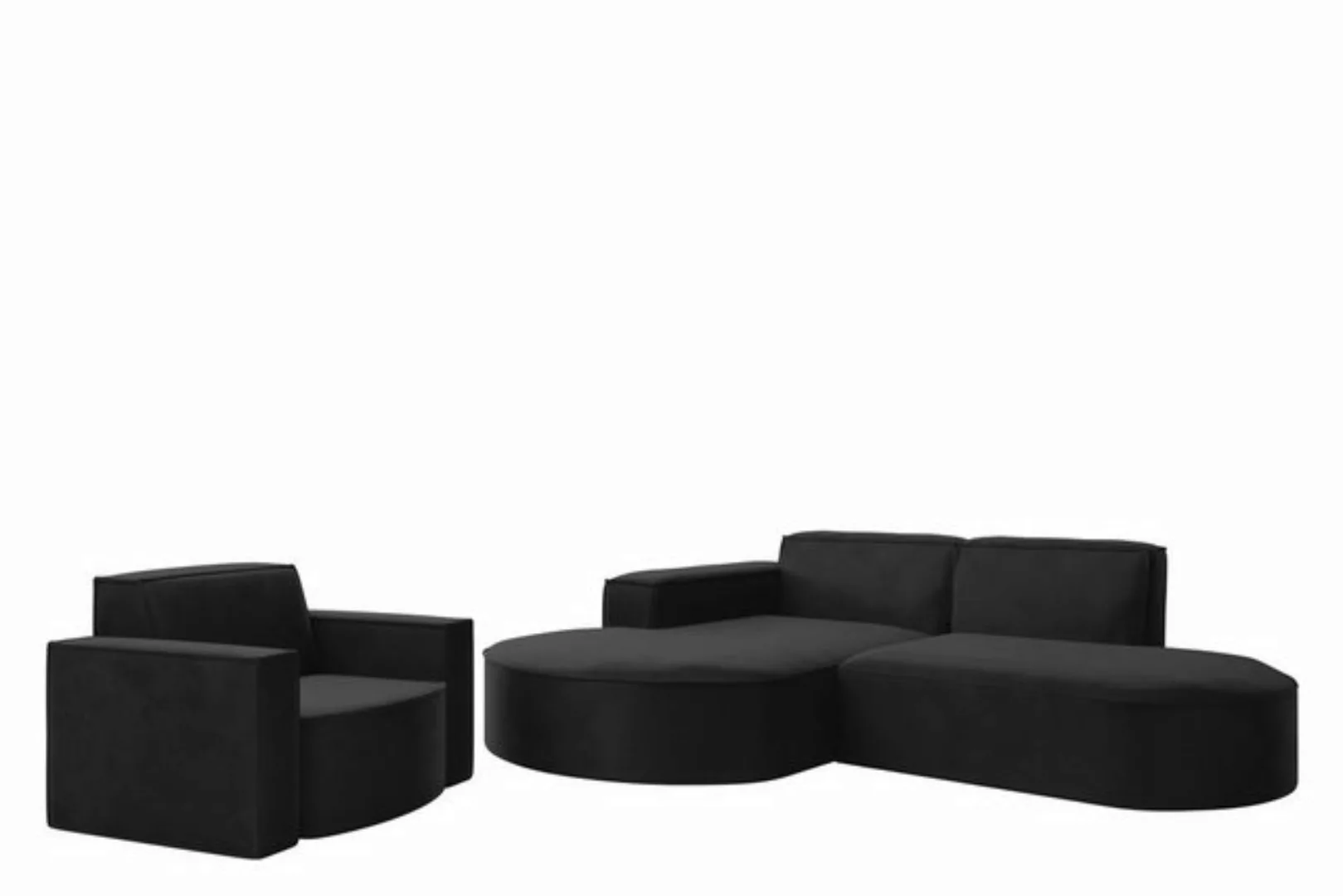 Fun Möbel Ecksofa Ecksofa Designersofa PALMA XS mit Ottomane in Stoff Ascot günstig online kaufen