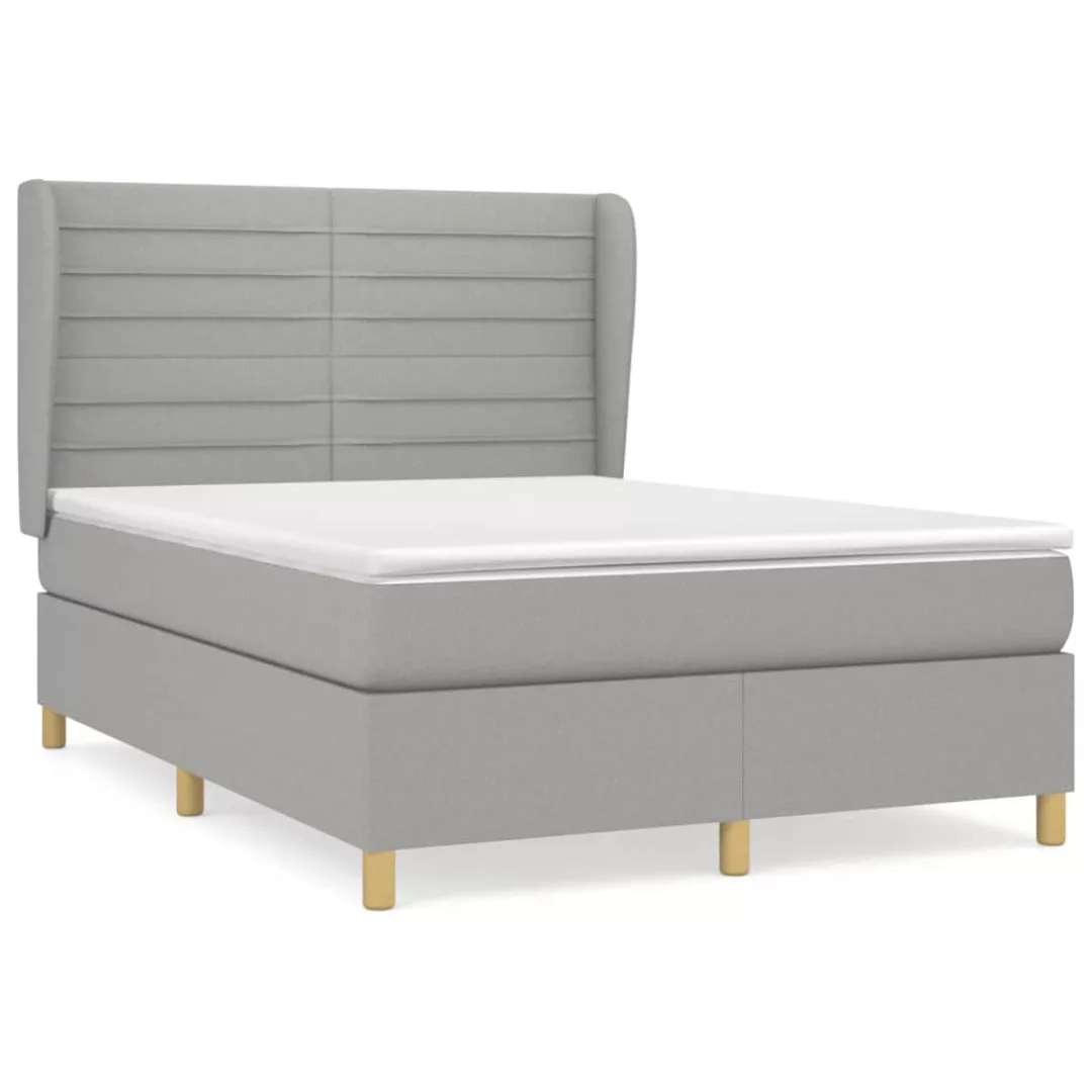 Vidaxl Boxspringbett Mit Matratze Hellgrau 140x200 Cm Stoff günstig online kaufen
