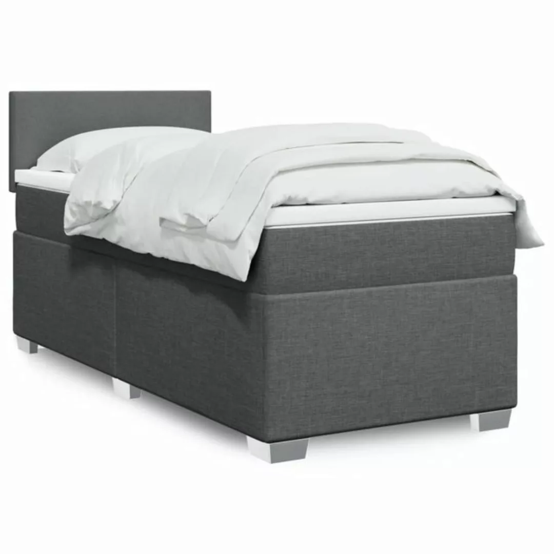 furnicato Bettgestell Boxspringbett mit Matratze Dunkelgrau 80x200 cm Stoff günstig online kaufen