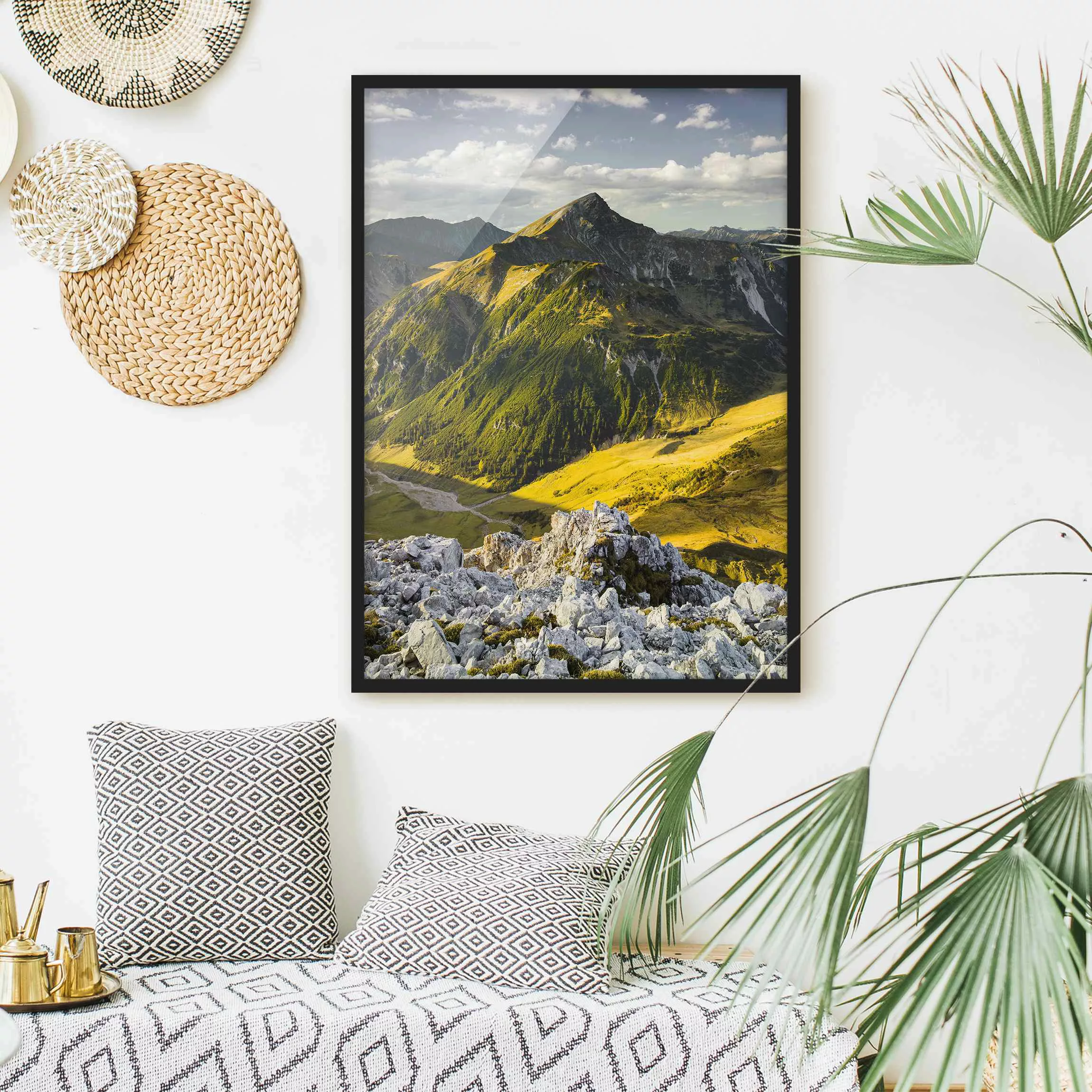 Bild mit Rahmen Natur & Landschaft - Hochformat Berge und Tal der Lechtaler günstig online kaufen