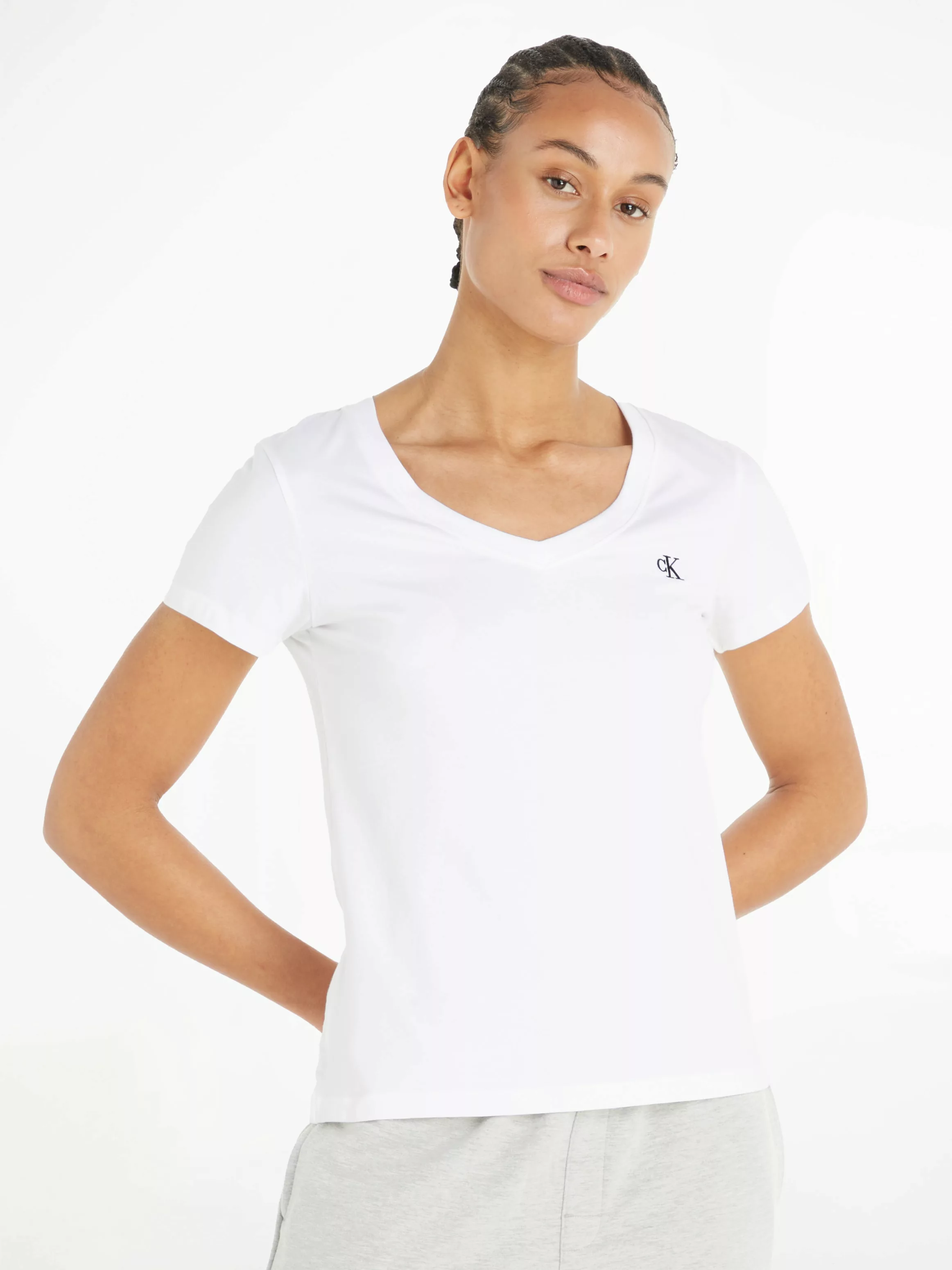 Calvin Klein Jeans V-Shirt "CK EMBROIDERY STRETCH V-NECK", mit kleiner Calv günstig online kaufen