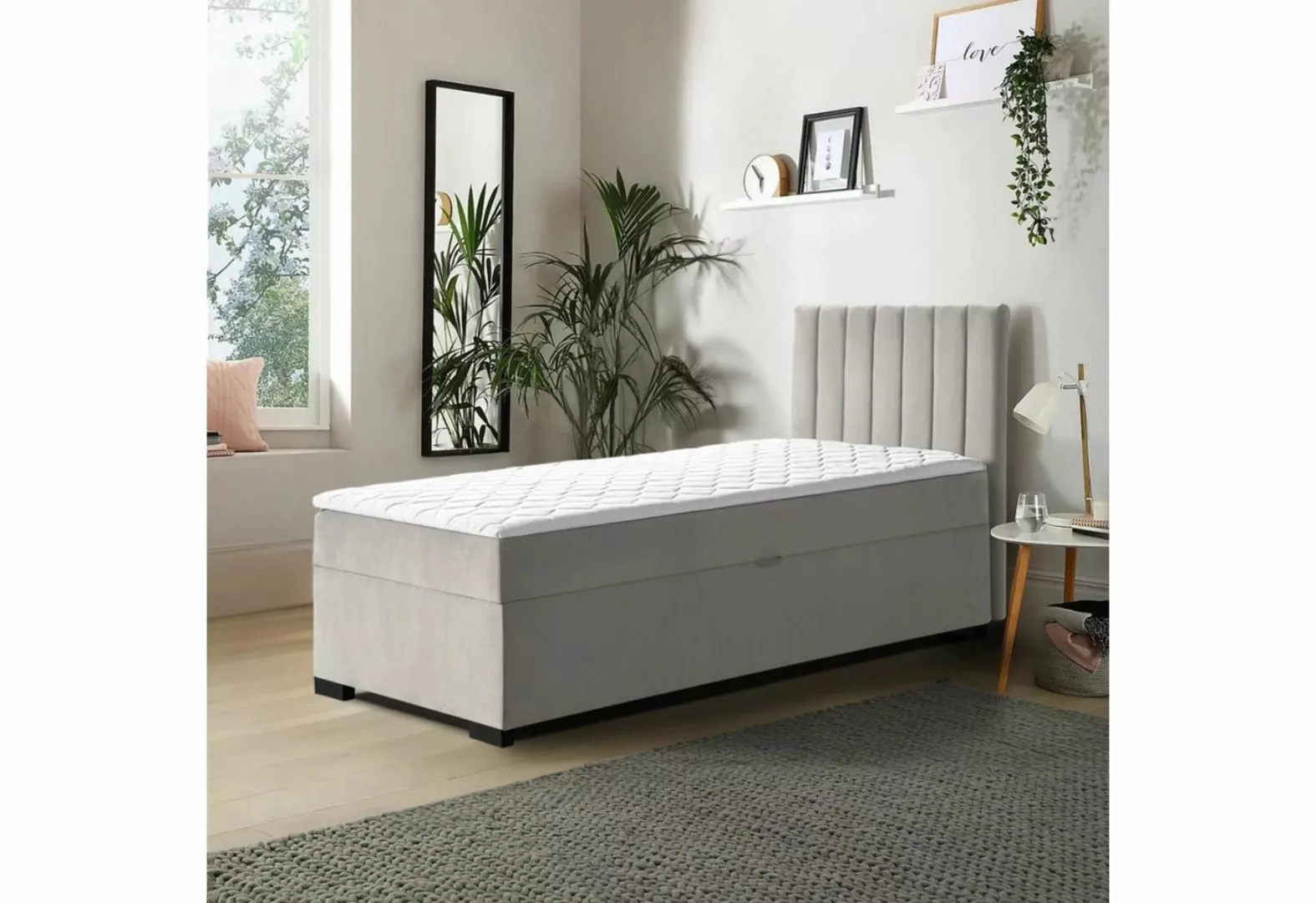 Beautysofa Boxspringbett Eric (kleines Bett, inkl. Federkernmatratze, Toppe günstig online kaufen