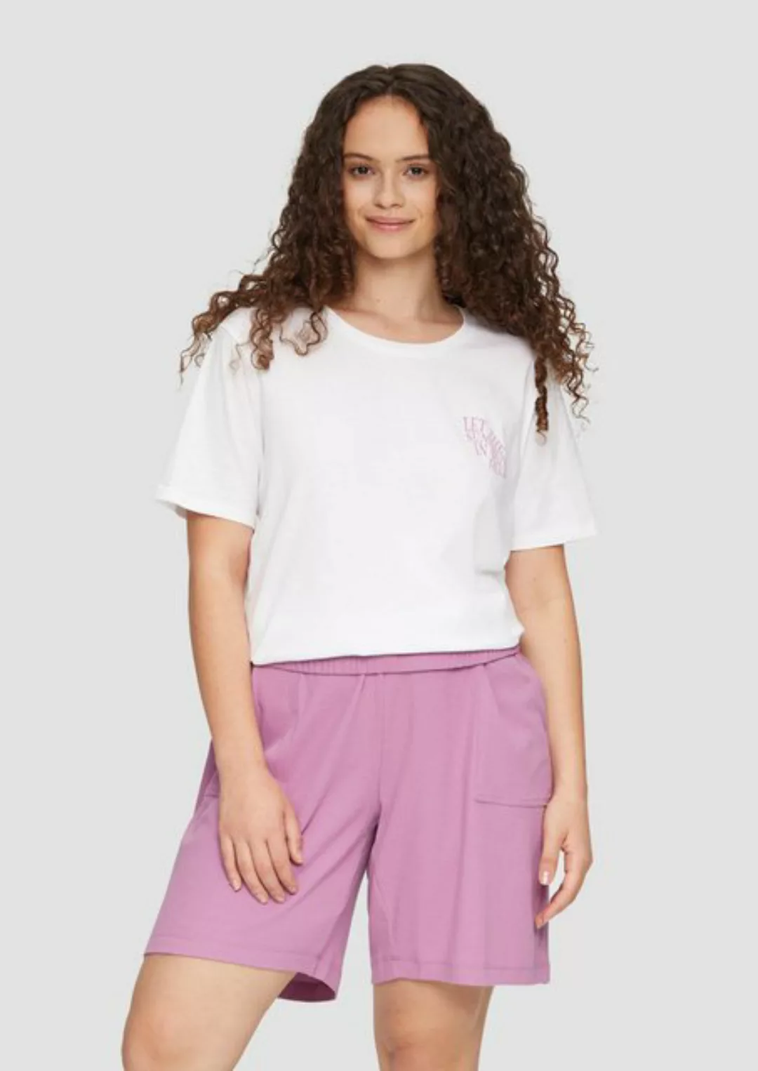 QS Kurzarmshirt T-Shirt aus Baumwolle mit Print-Detail günstig online kaufen