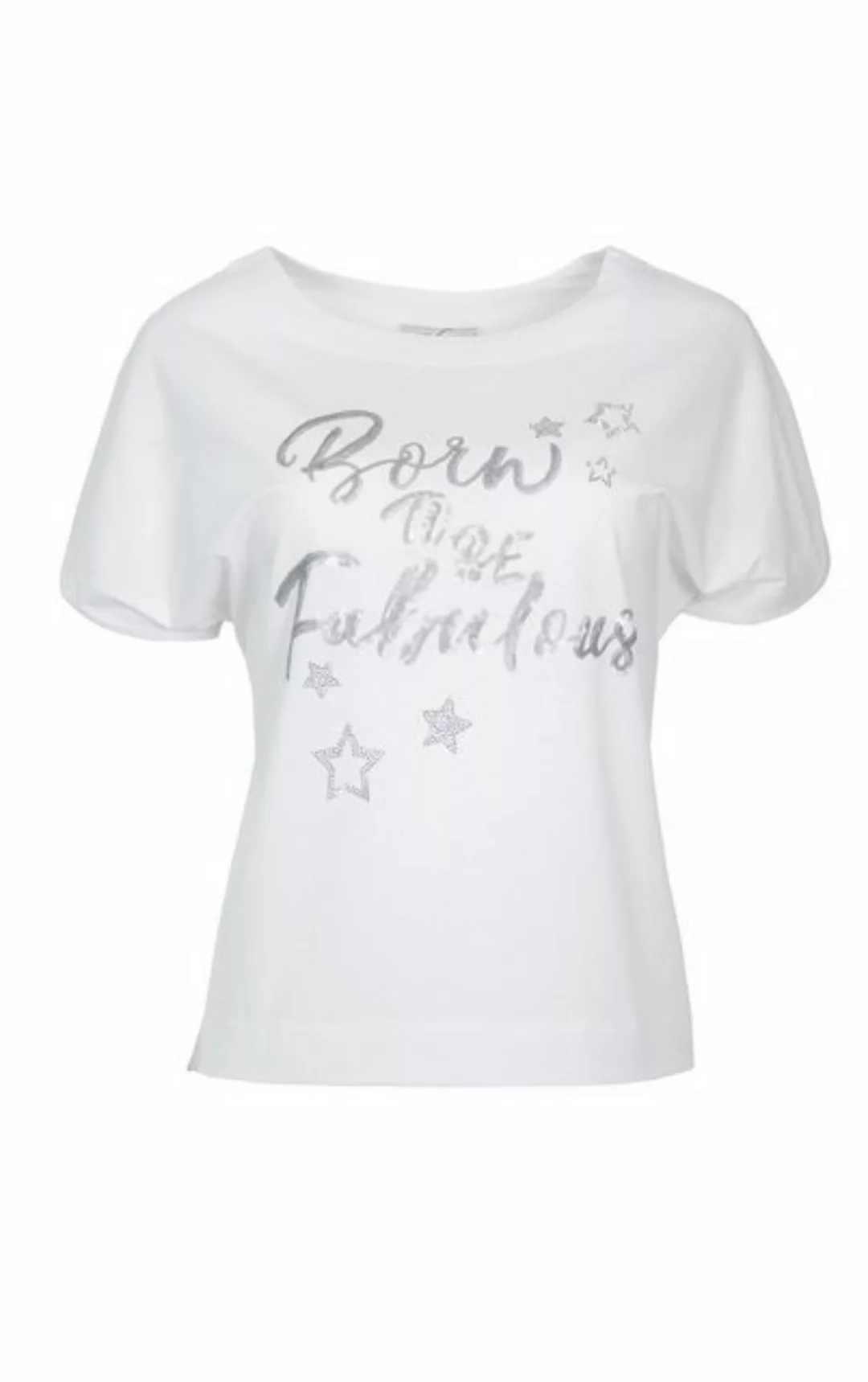 Passioni T-Shirt in Weiß, mit Statement Schriftzug aus Pailletten sowie Gli günstig online kaufen