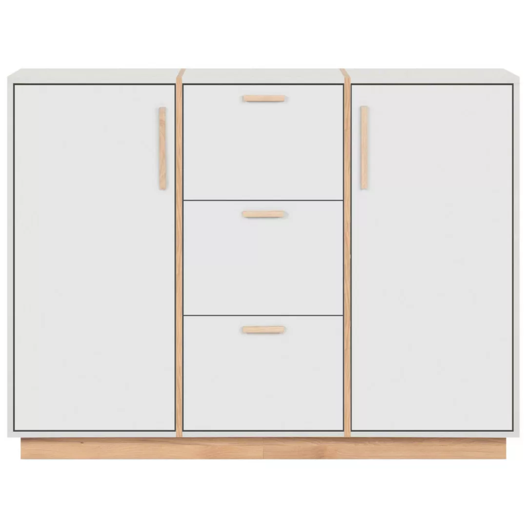 Finori Schuhschrank Kommode Sideboard Split, steingrau / Jackson Hickory günstig online kaufen