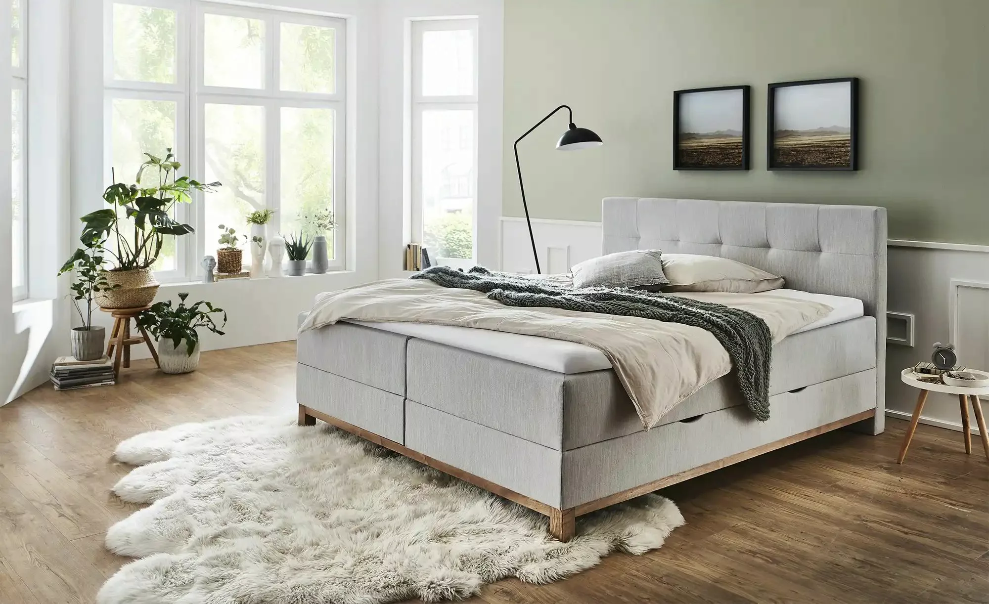 maison bleue Boxspringbett mit Bettkasten Mara ¦ grau ¦ Maße (cm): B: 162 H günstig online kaufen