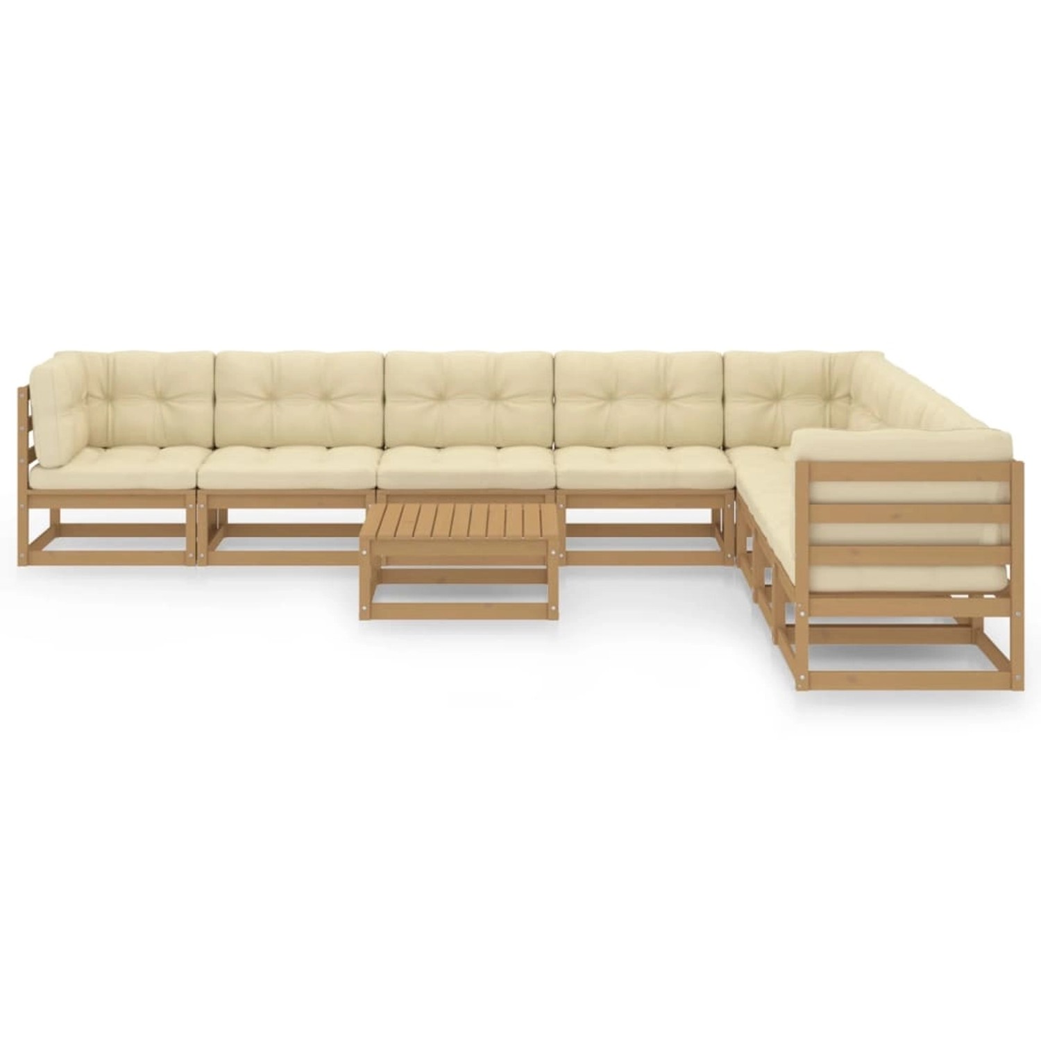 9-tlg. Garten-lounge-set Kissen Honigbraun Kiefer Massivholz günstig online kaufen