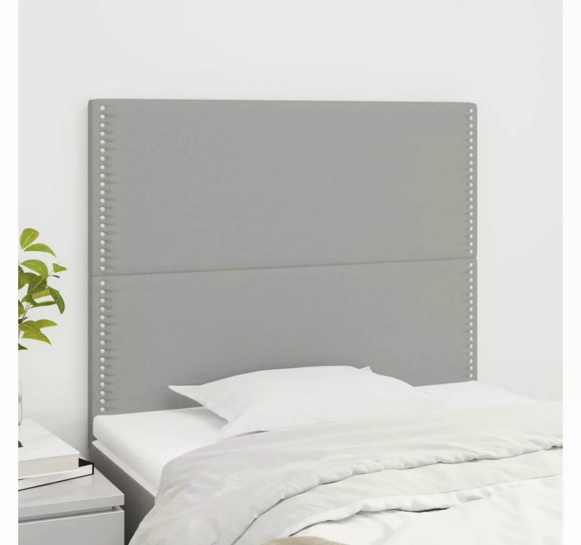 vidaXL Bett, Kopfteile 2 Stk. Hellgrau 80x5x78/88 cm Stoff günstig online kaufen