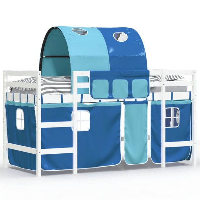 vidaXL Kinderbett Kinderhochbett mit Tunnel Blau 90x190 cm Massivholz Kiefe günstig online kaufen