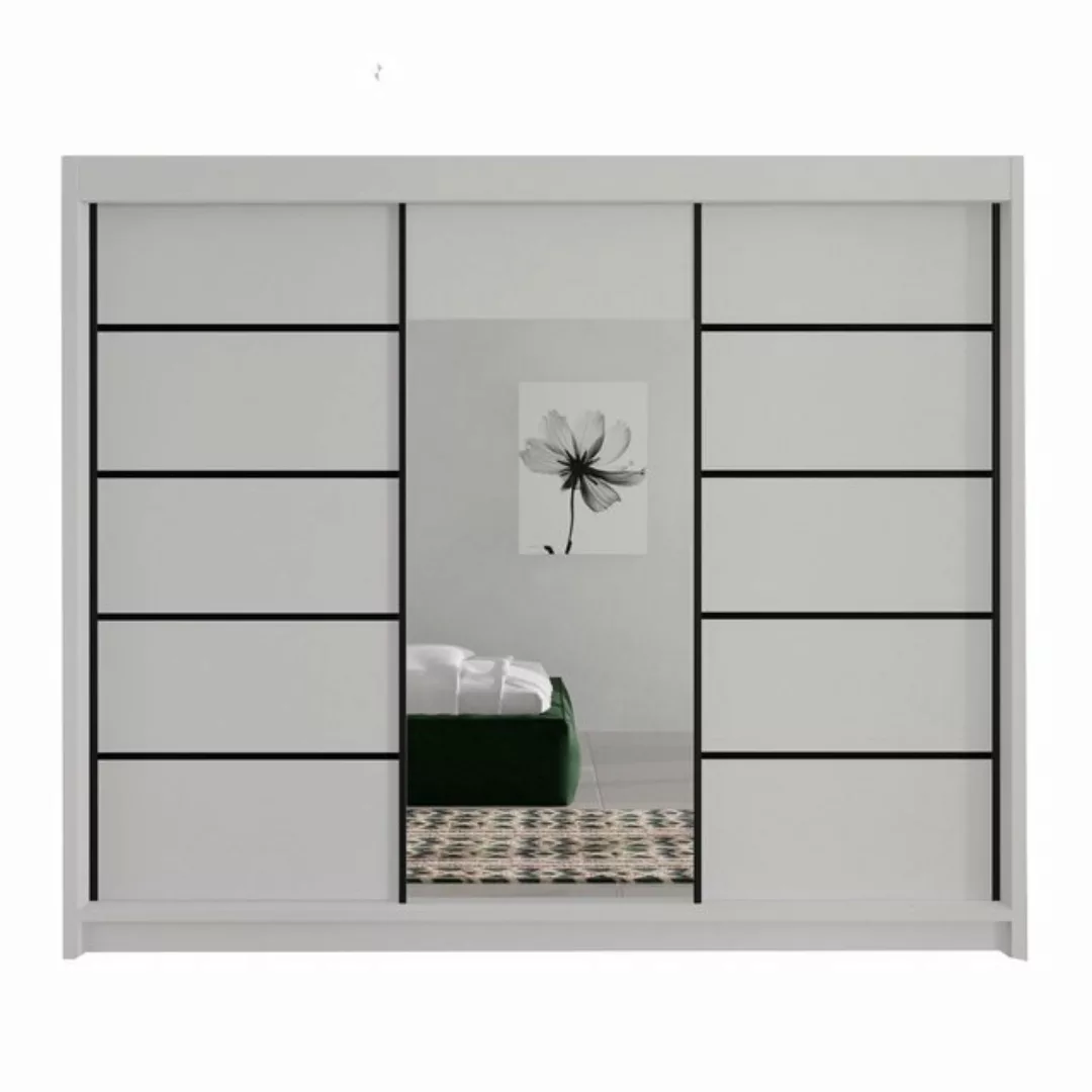 Beautysofa Schiebetürenschrank Monika (3-türig Schrank mit Spiegel, 200 cm günstig online kaufen