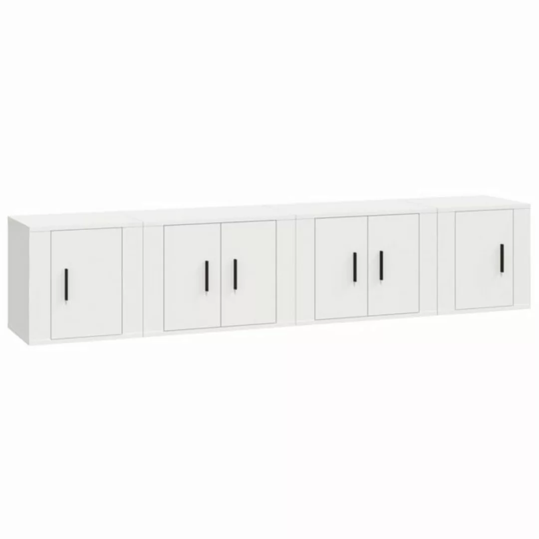 furnicato TV-Schrank 4-tlg. TV-Schrank-Set Weiß Holzwerkstoff (1-St) günstig online kaufen