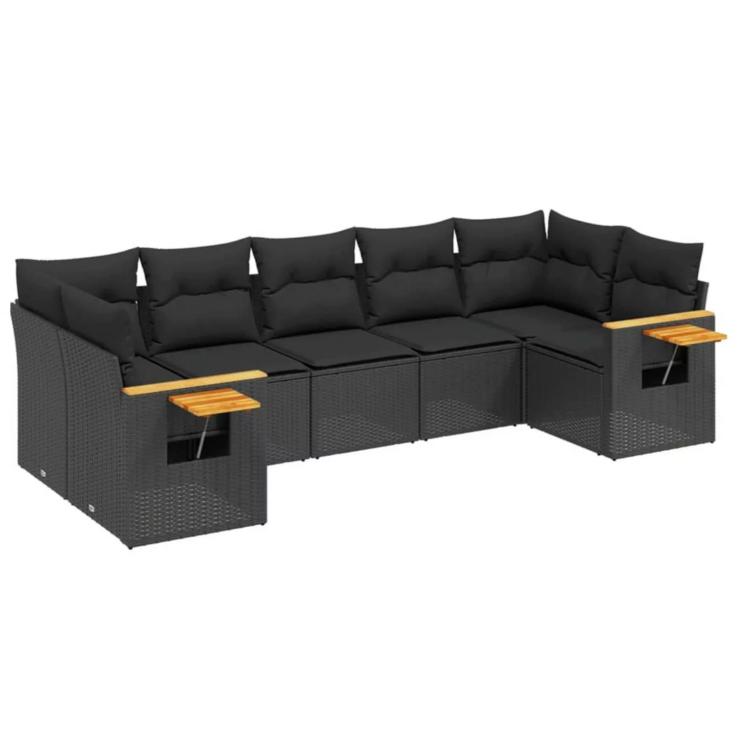 vidaXL 7-tlg Garten-Sofagarnitur mit Kissen Schwarz Poly Rattan Modell 168 günstig online kaufen