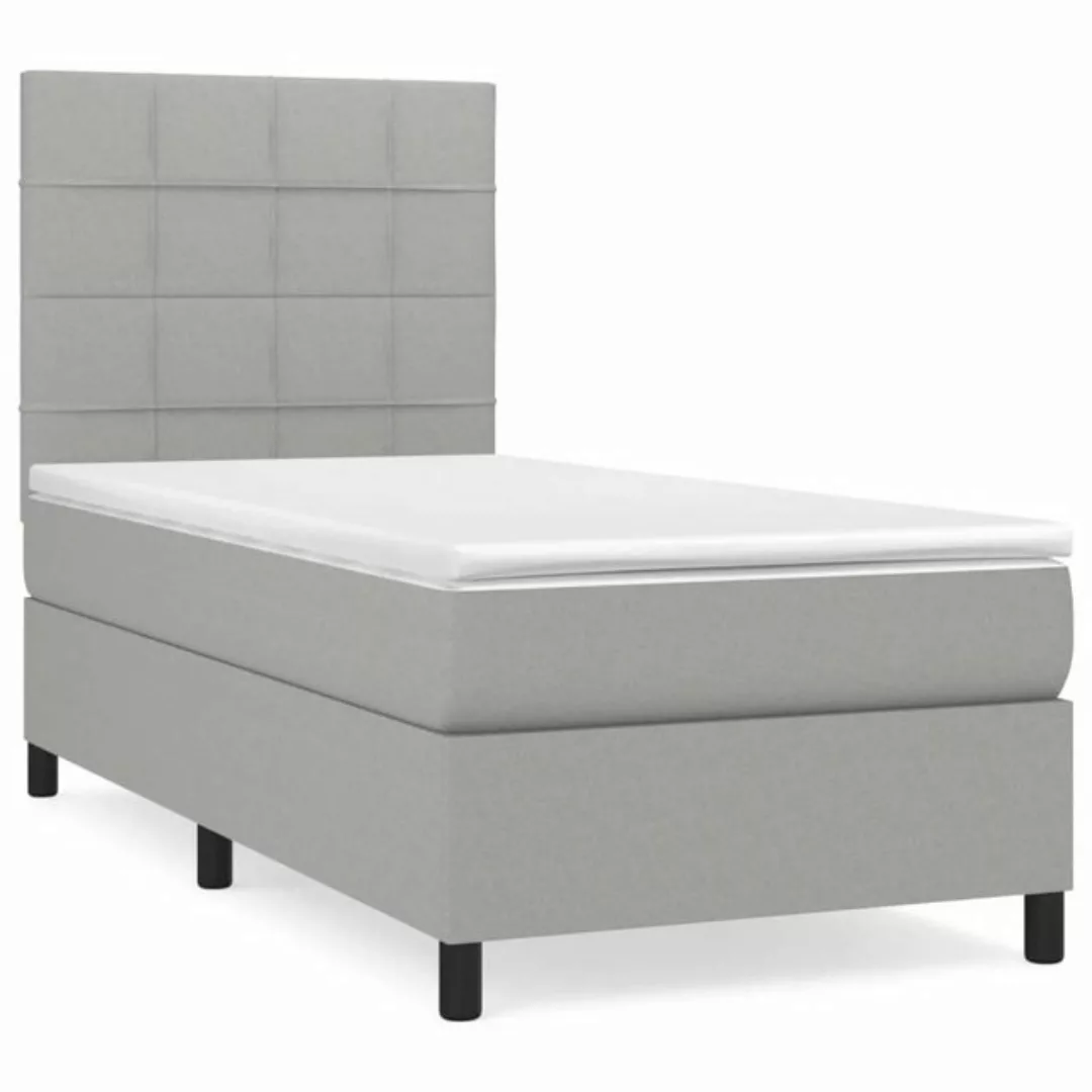 vidaXL Boxspringbett Boxspringbett mit Matratze Hellgrau 100x200 cm Stoff B günstig online kaufen