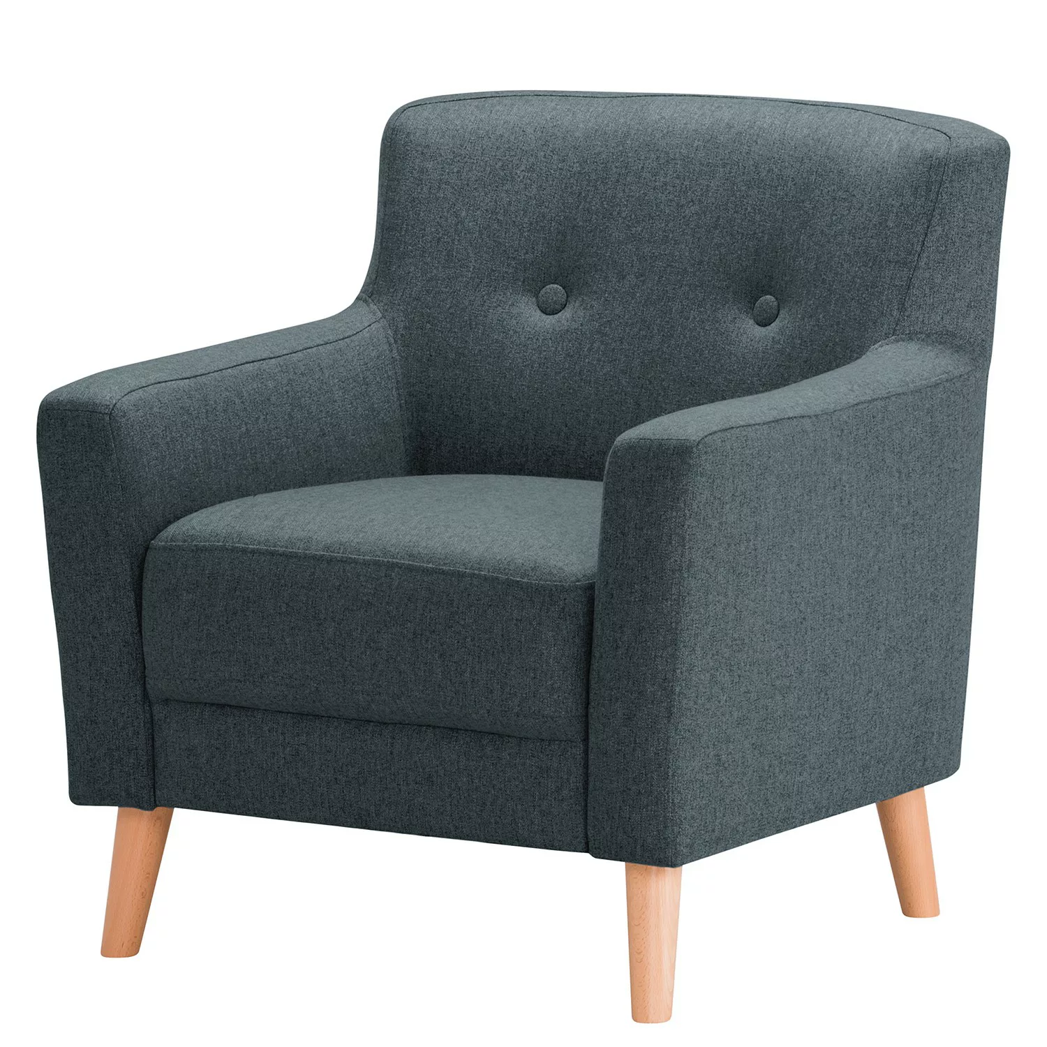 home24 Norrwood Sessel Bette I Blau Webstoff 80x82x80 cm (BxHxT) günstig online kaufen