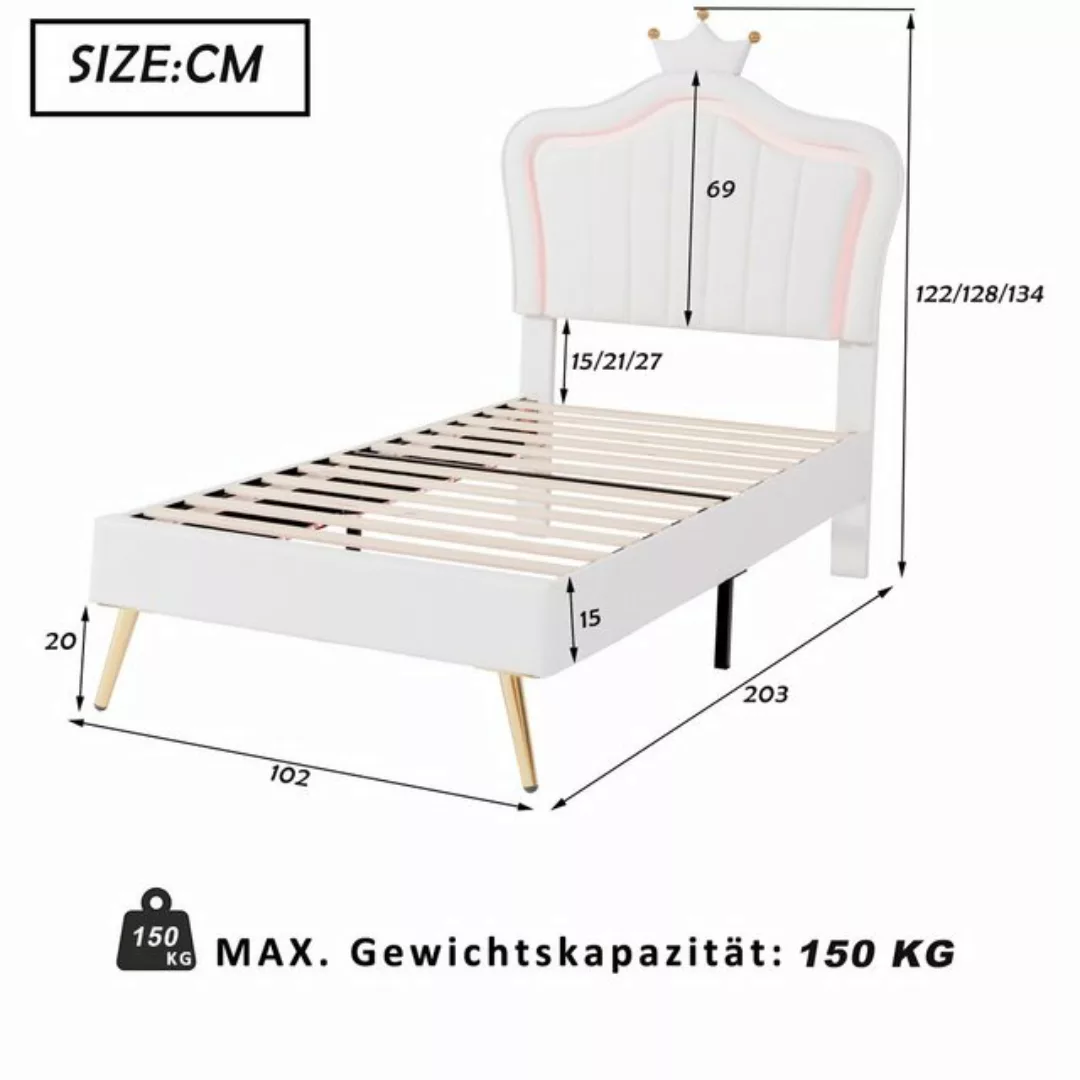 IDEASY Kinderbett Polsterbet 90 x 200 cm, Bettgestell für Mädchen, (weißes günstig online kaufen