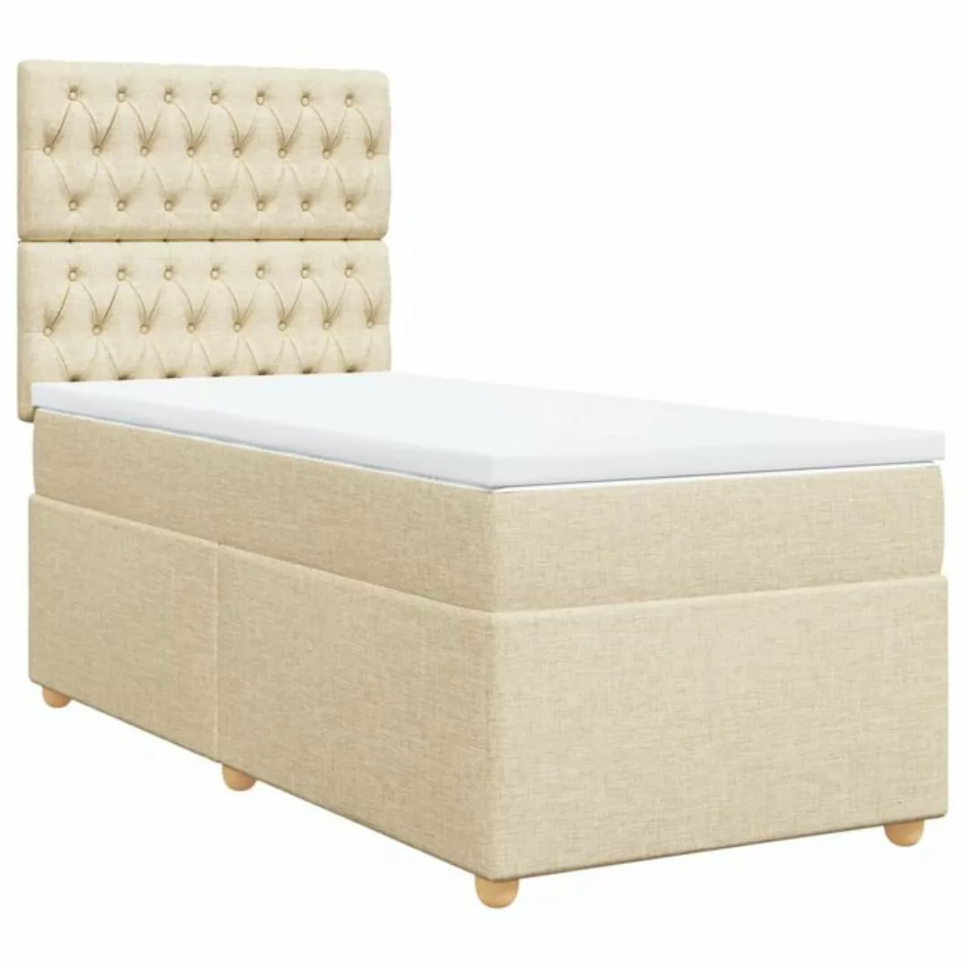 vidaXL Bett Boxspringbett mit Matratze Creme 90x200 cm Stoff günstig online kaufen