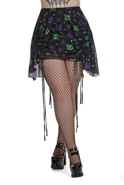 Banned A-Linien-Rock Space Cat Kitty Rave Alien Katze Punk Nu Goth Skirt günstig online kaufen